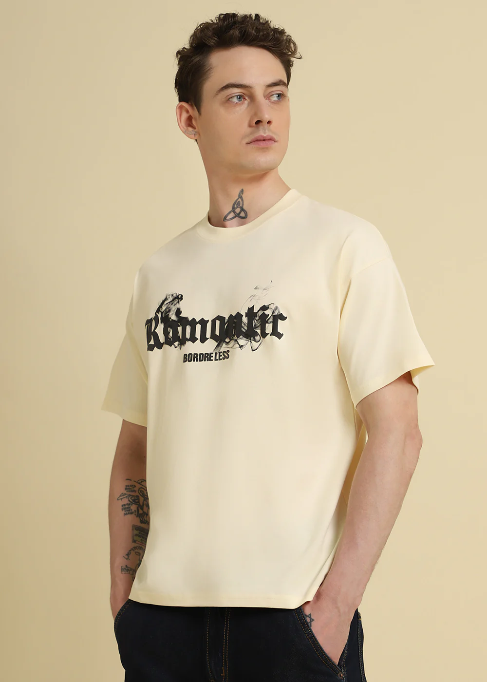 Romantic Funk Cream Oversized T-shirt - Image 3
