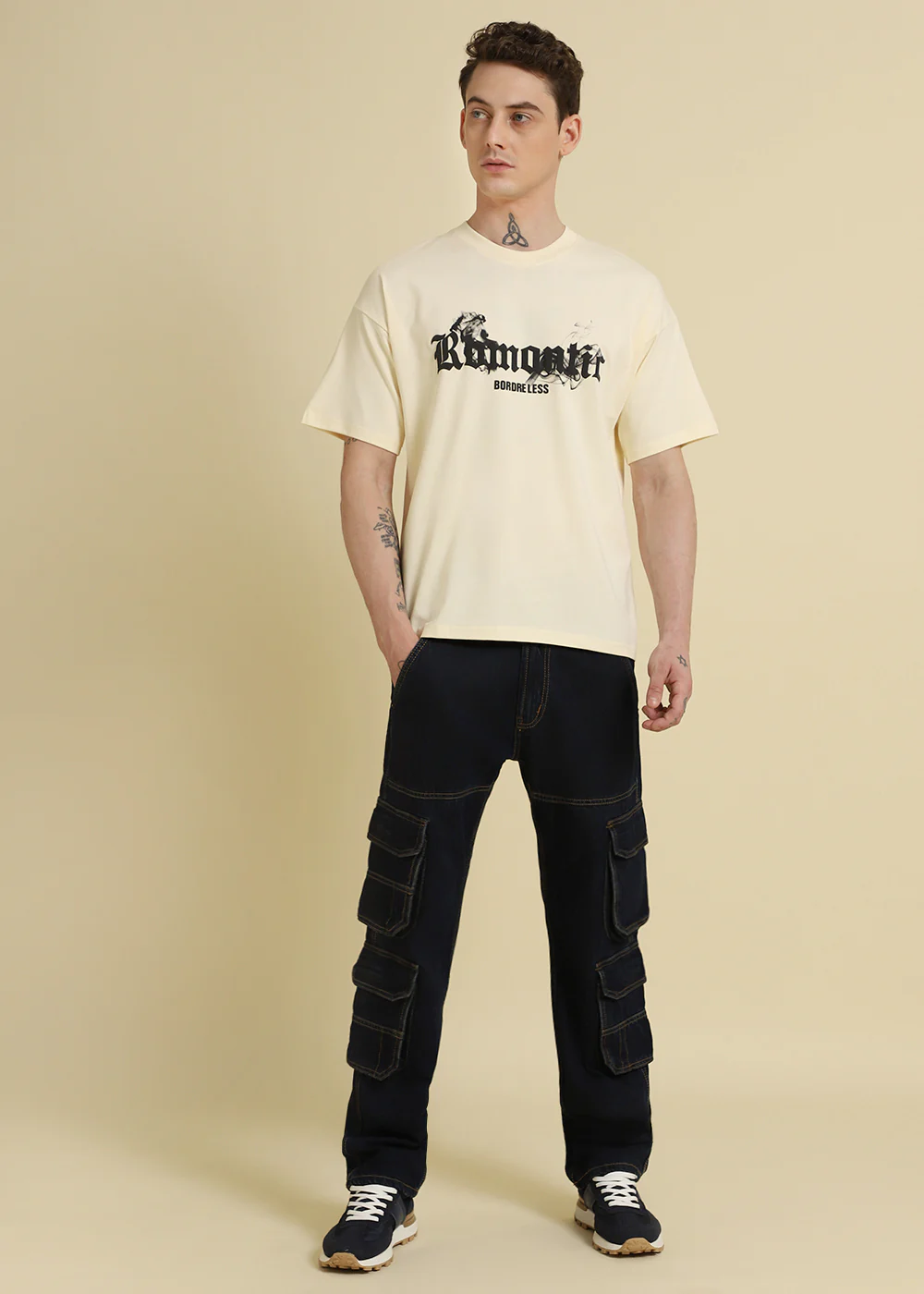 Romantic Funk Cream Oversized T-shirt - Image 6