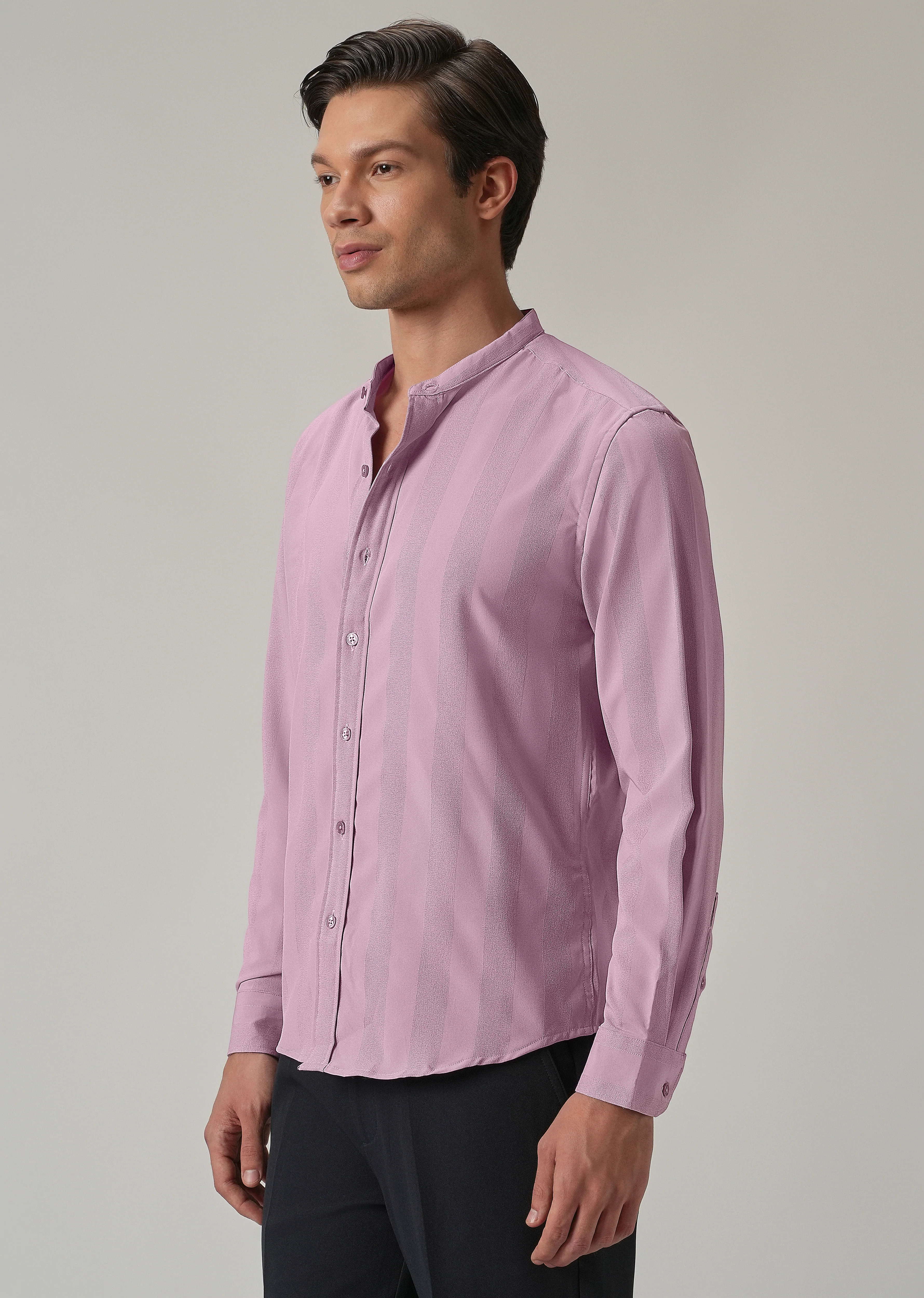 Rose Pink Plain Shein Patterned Shirt - Image 4
