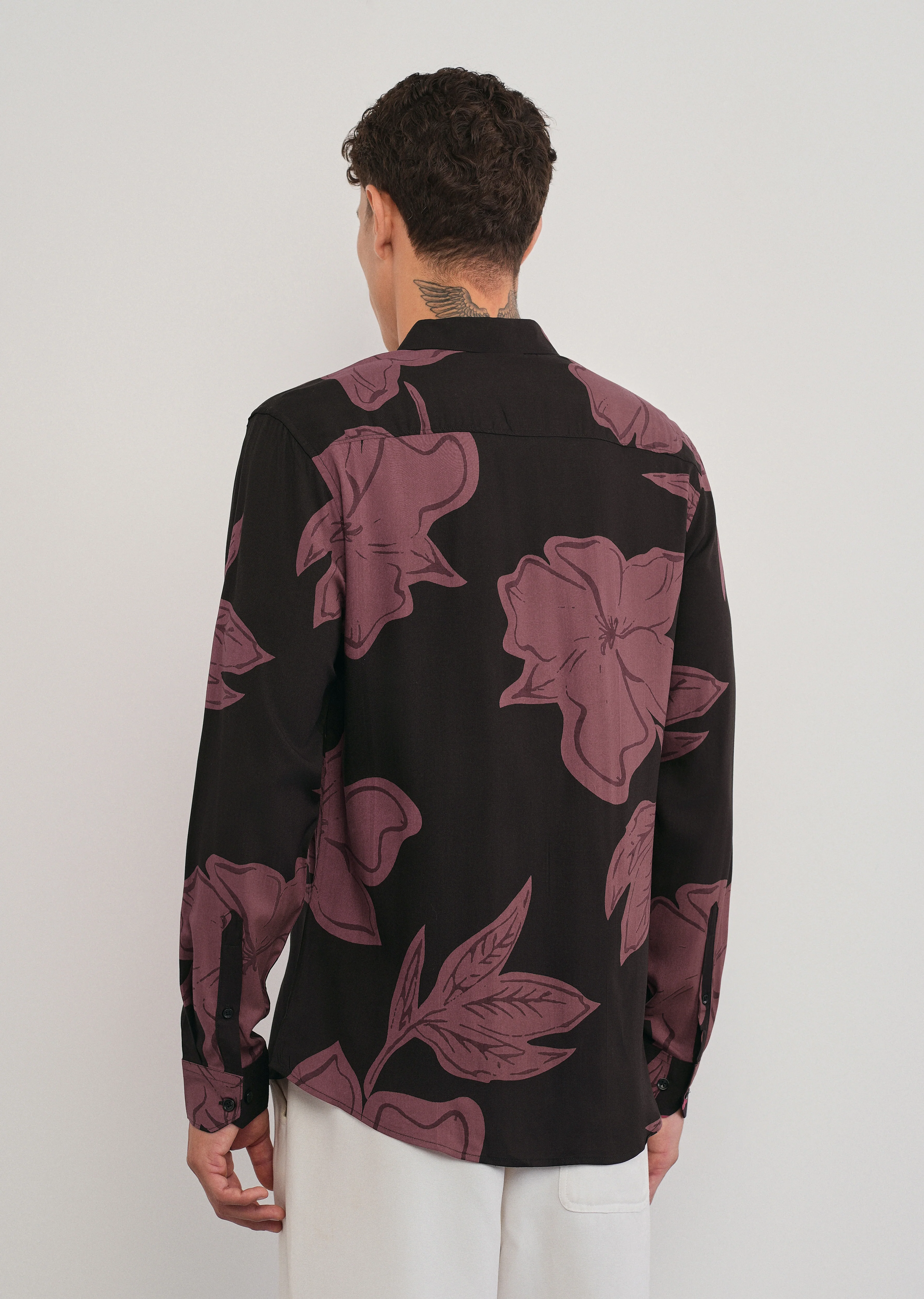 Rose Red Bold Floral Print Shirt - Image 2