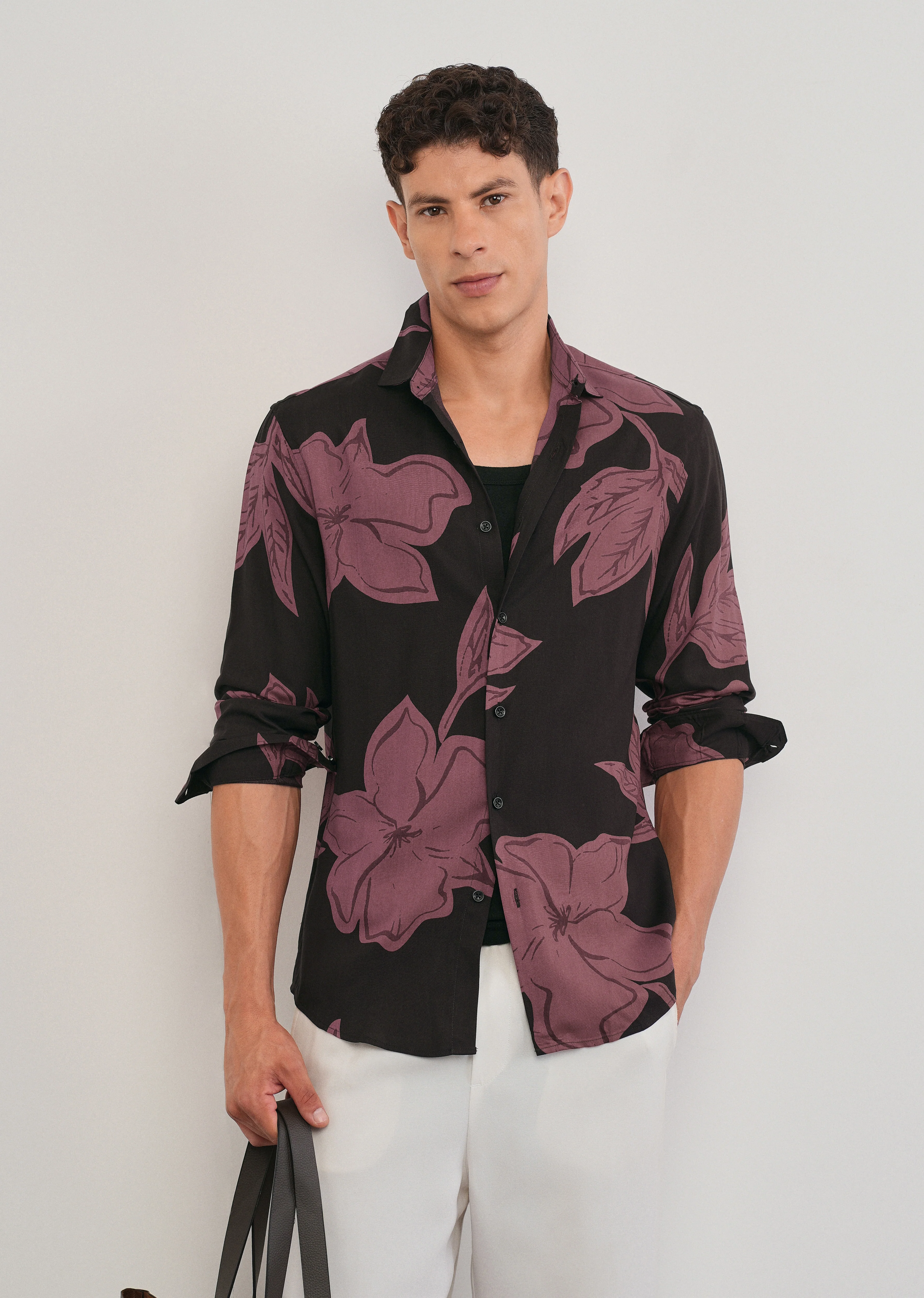 Rose Red Bold Floral Print Shirt - Image 7