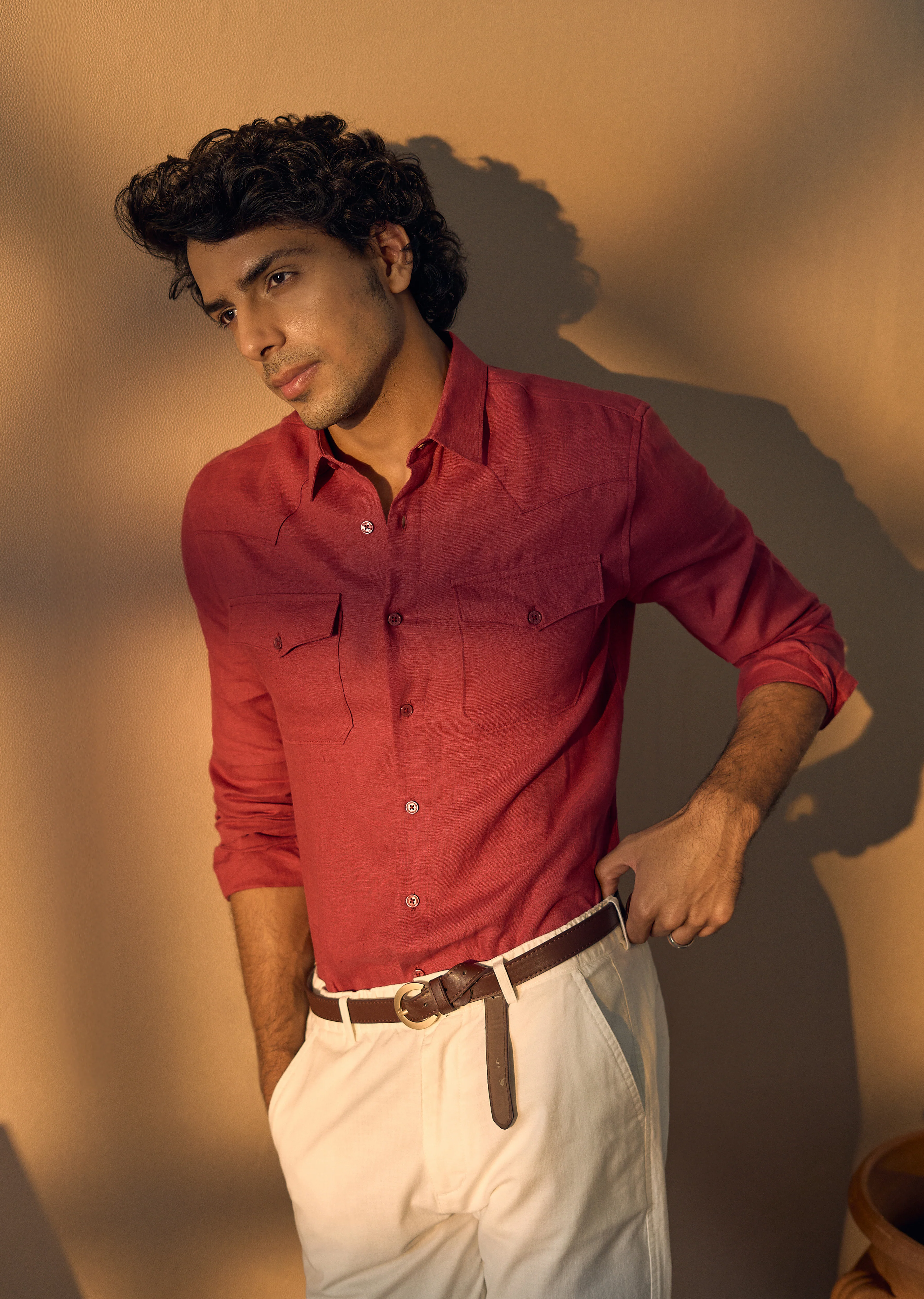 Rouge Pink Double Pocket 100% Pure Irish Linen Shirt - Image 2