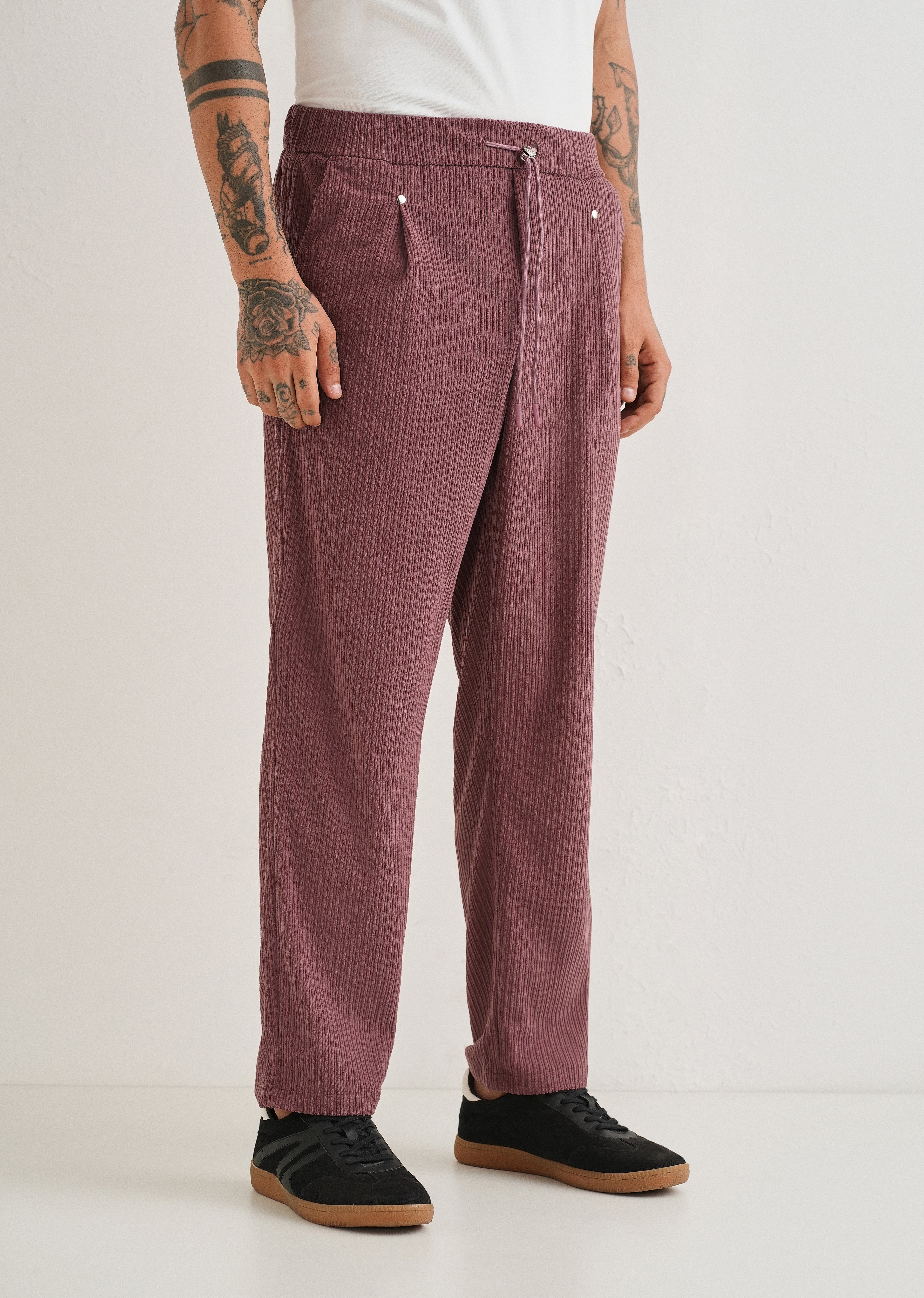 Rouge Pink Drawstring Corduroy Pant - Image 4