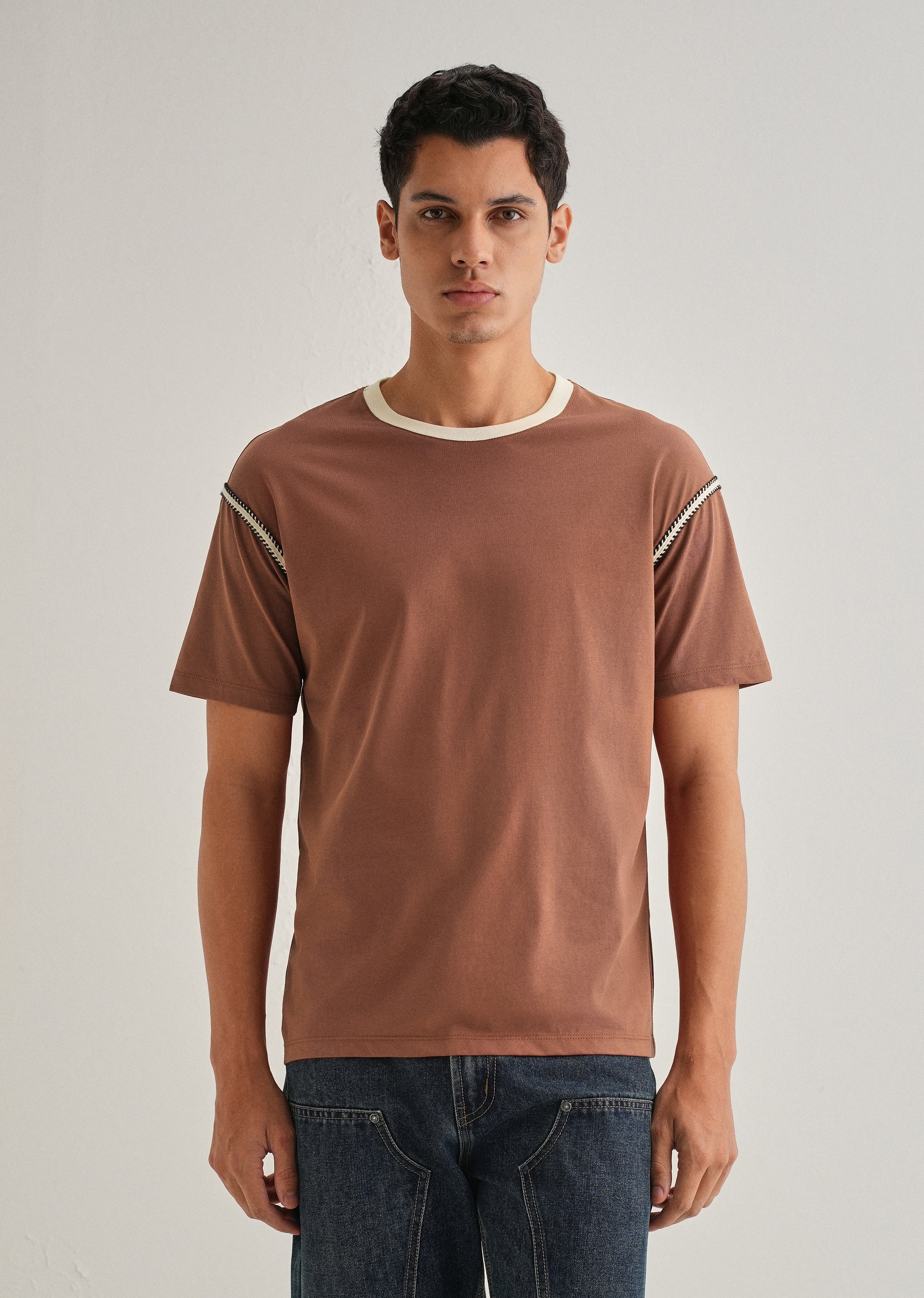 Rust Red Lace Applique T-shirt - Image 3
