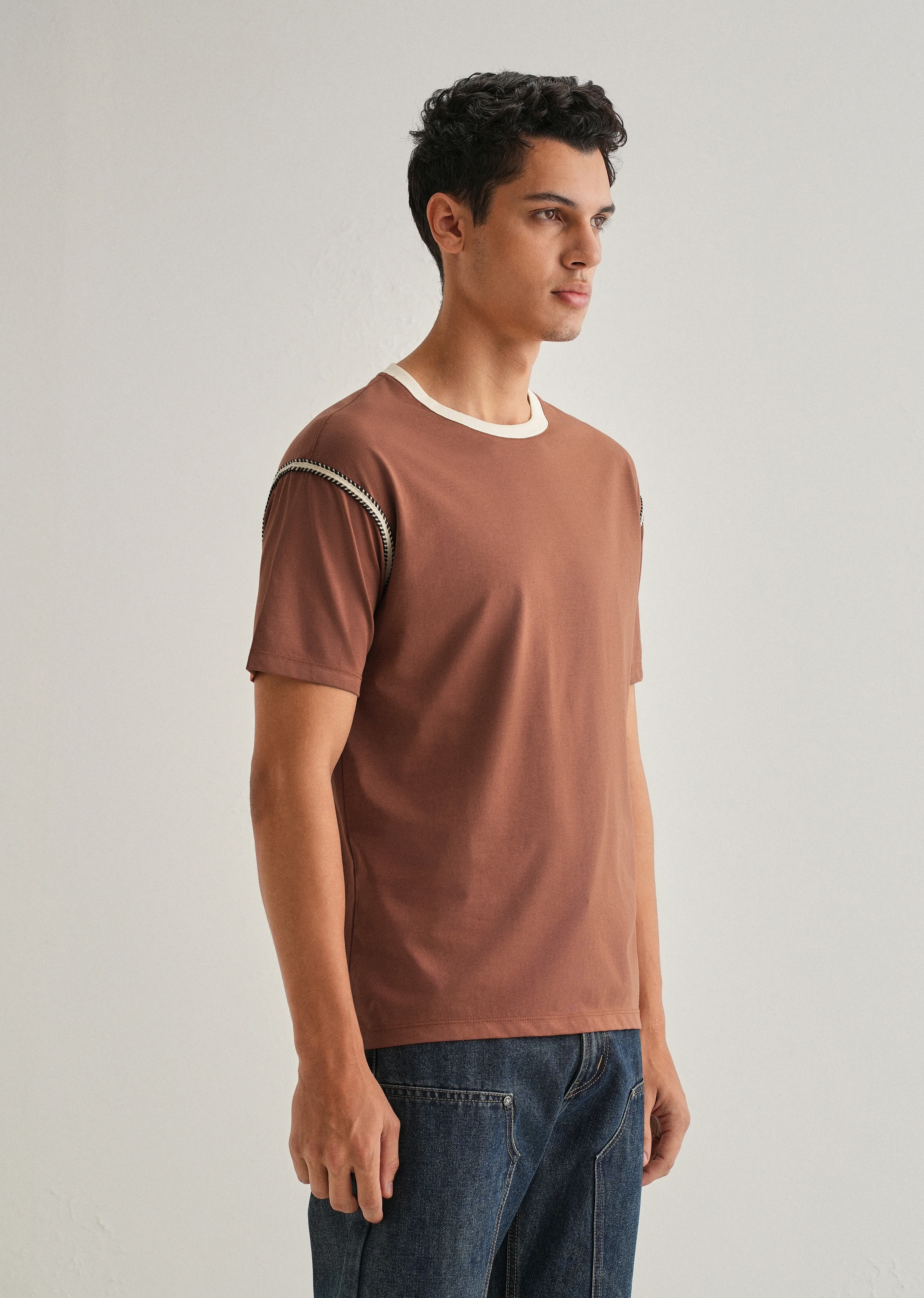 Rust Red Lace Applique T-shirt - Image 4
