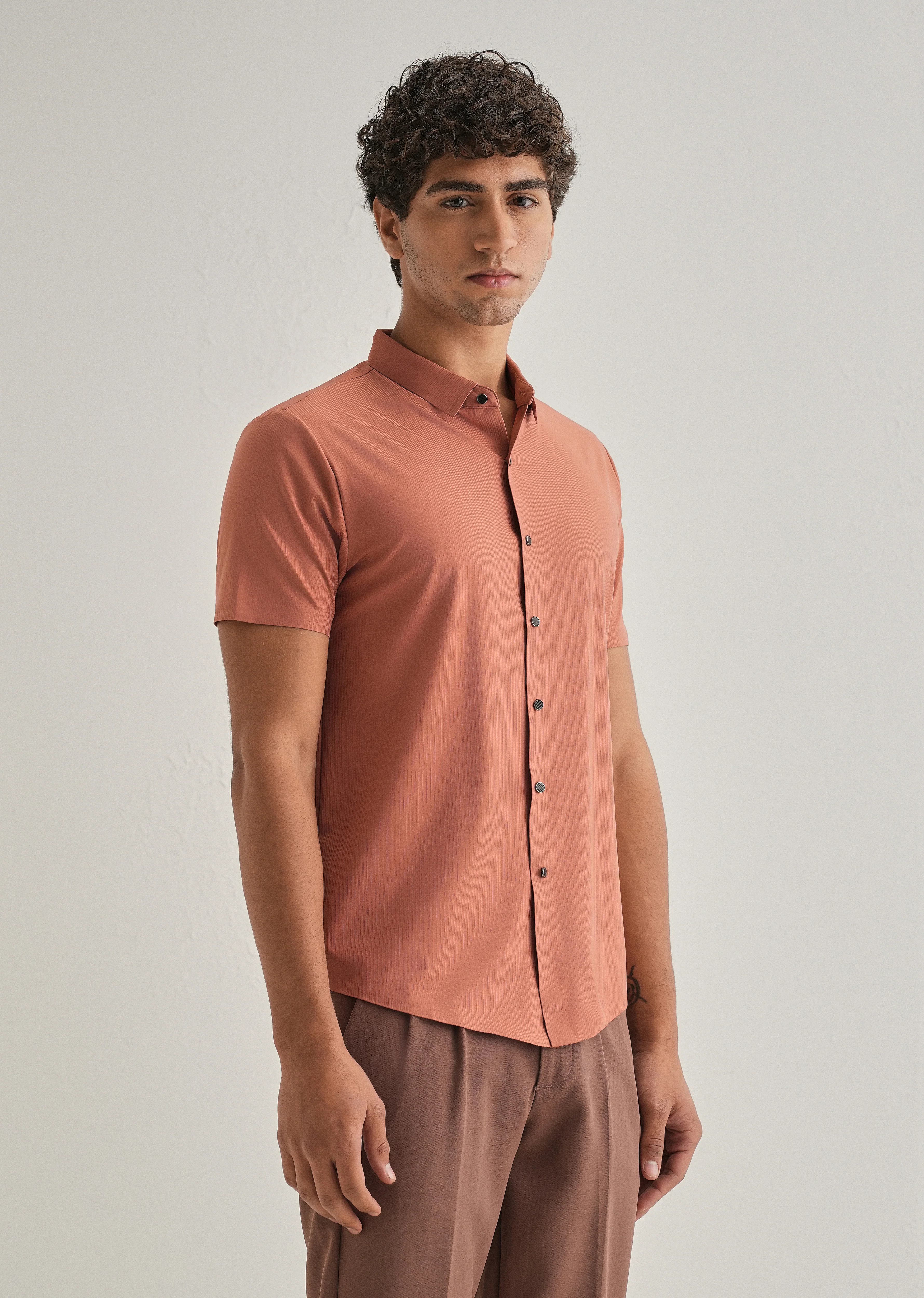 Rust Stripe Seamless Shirt - Image 4