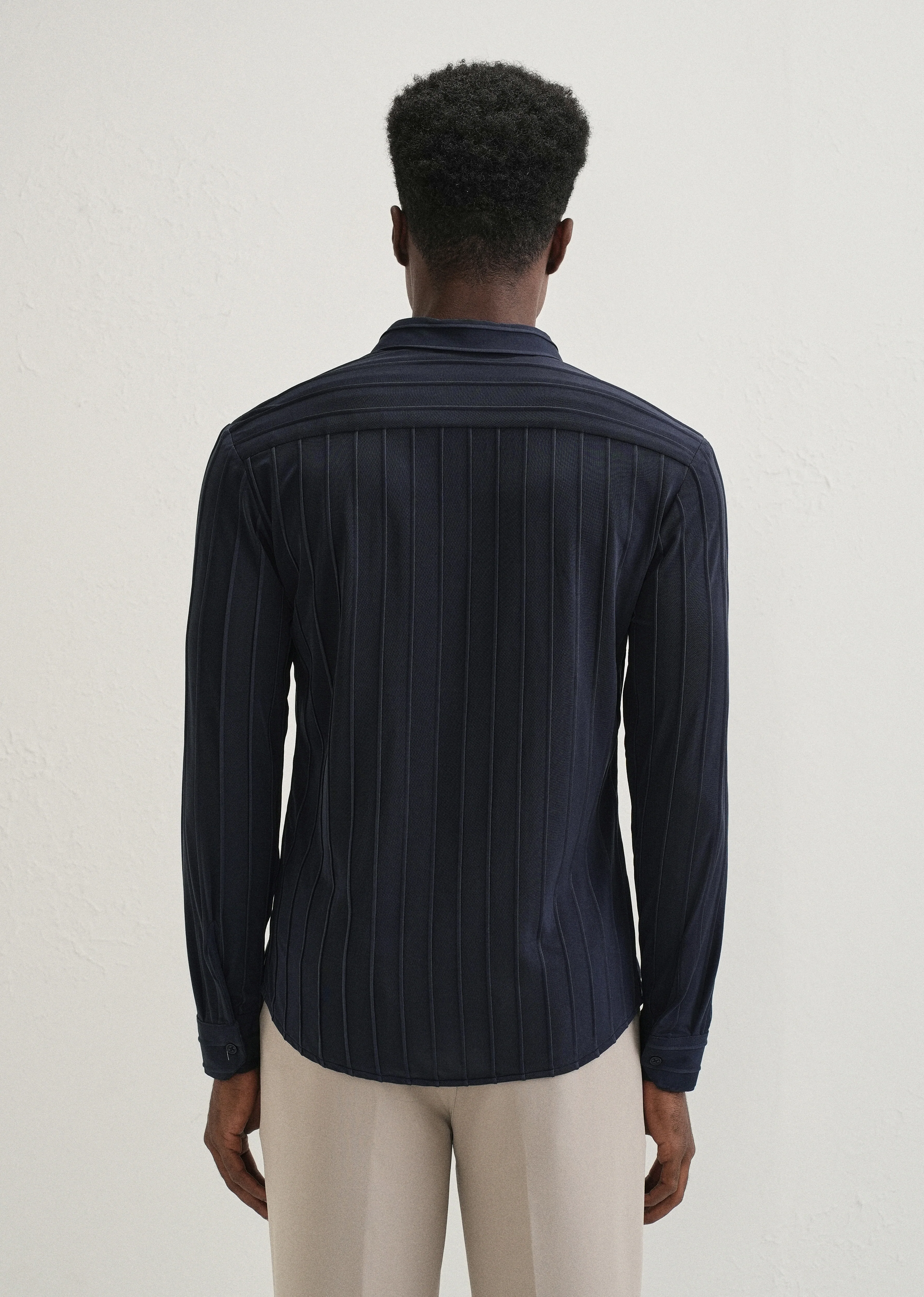 Sable Blue Plain Stripe Shirt - Image 2
