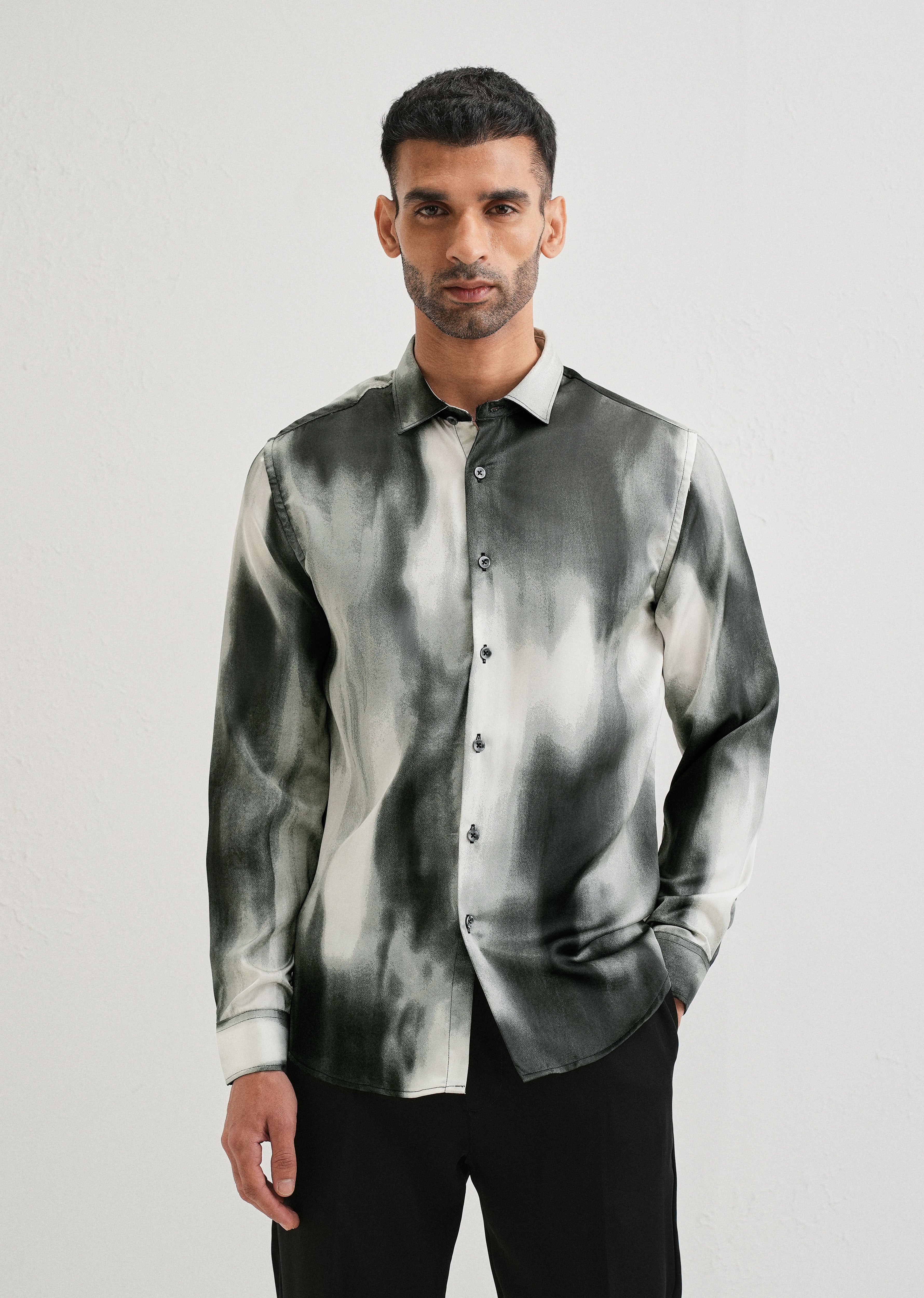 Sage Green Abstract Printed Shirt - Image 3