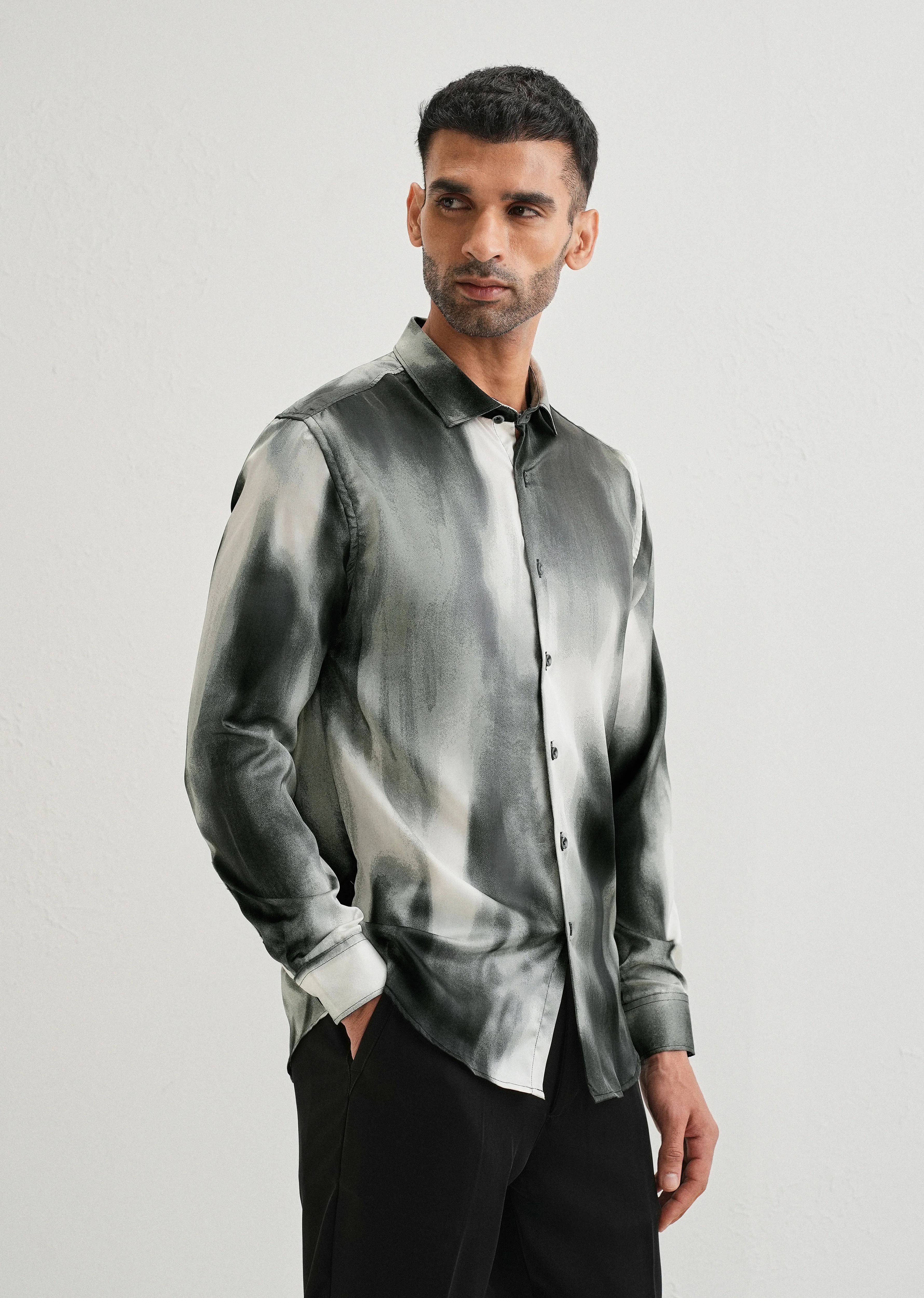 Sage Green Abstract Printed Shirt - Image 4