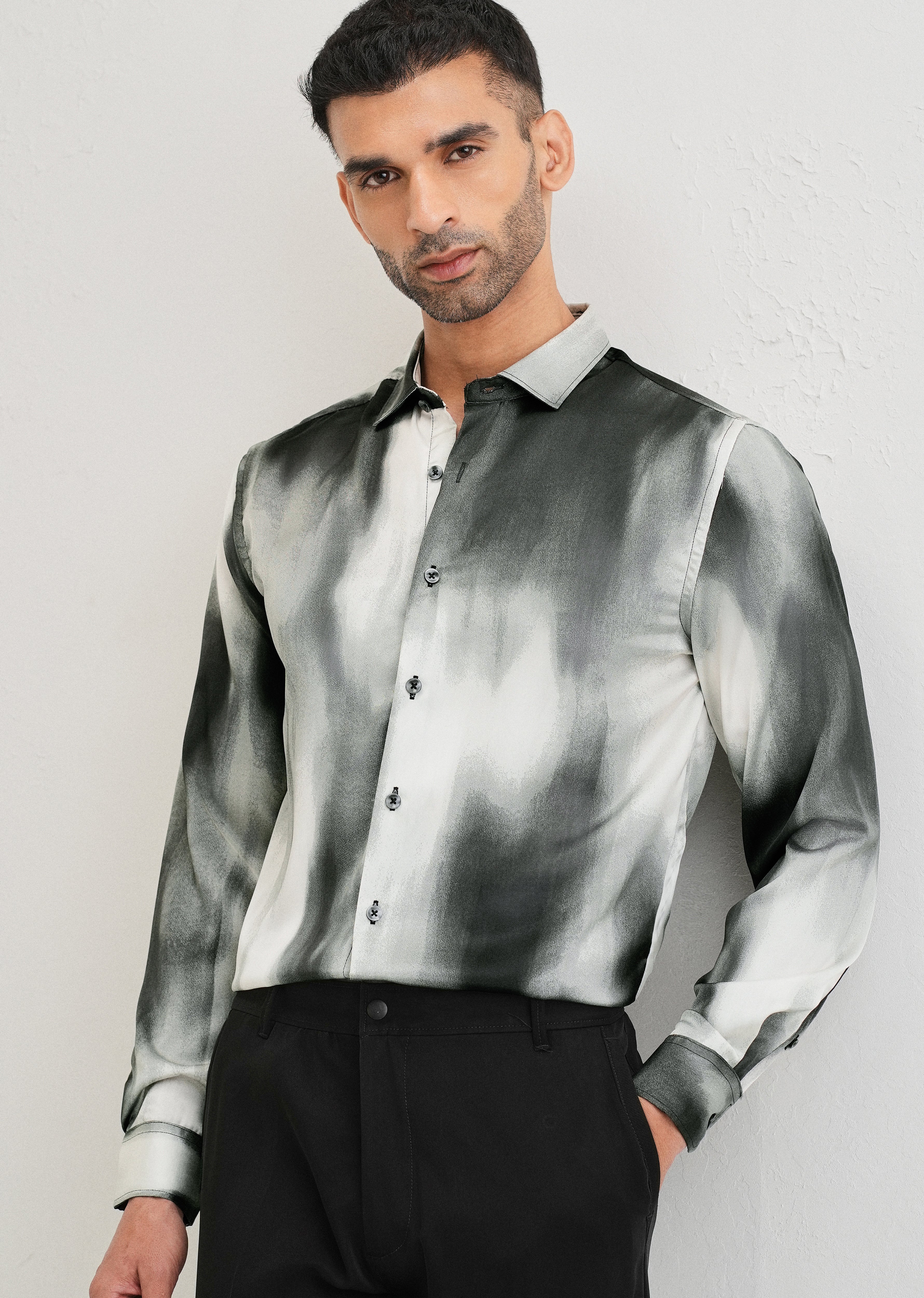 Sage Green Abstract Printed Shirt - Image 7