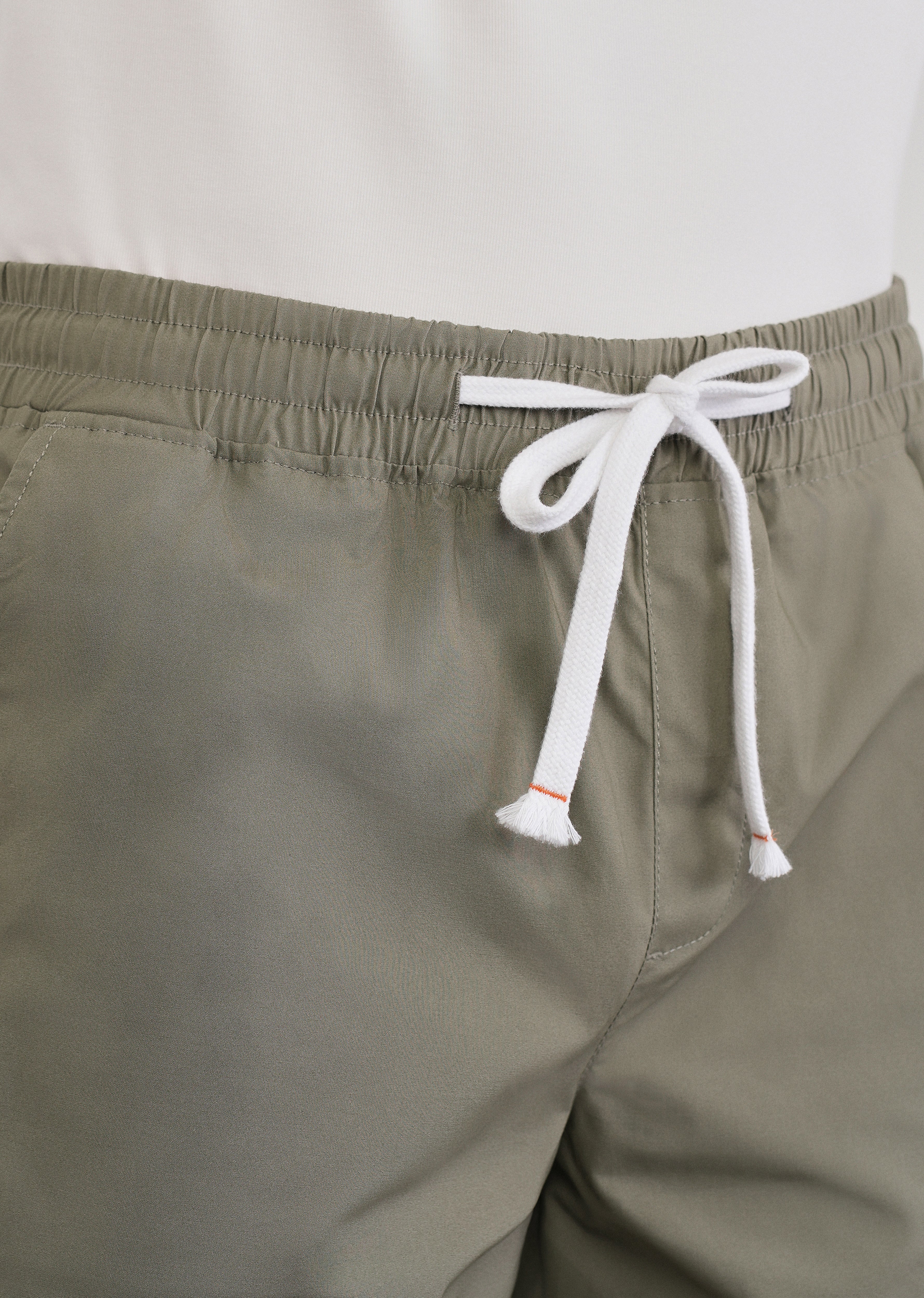 Sage Green Drawstring Cotton Shorts - Image 5