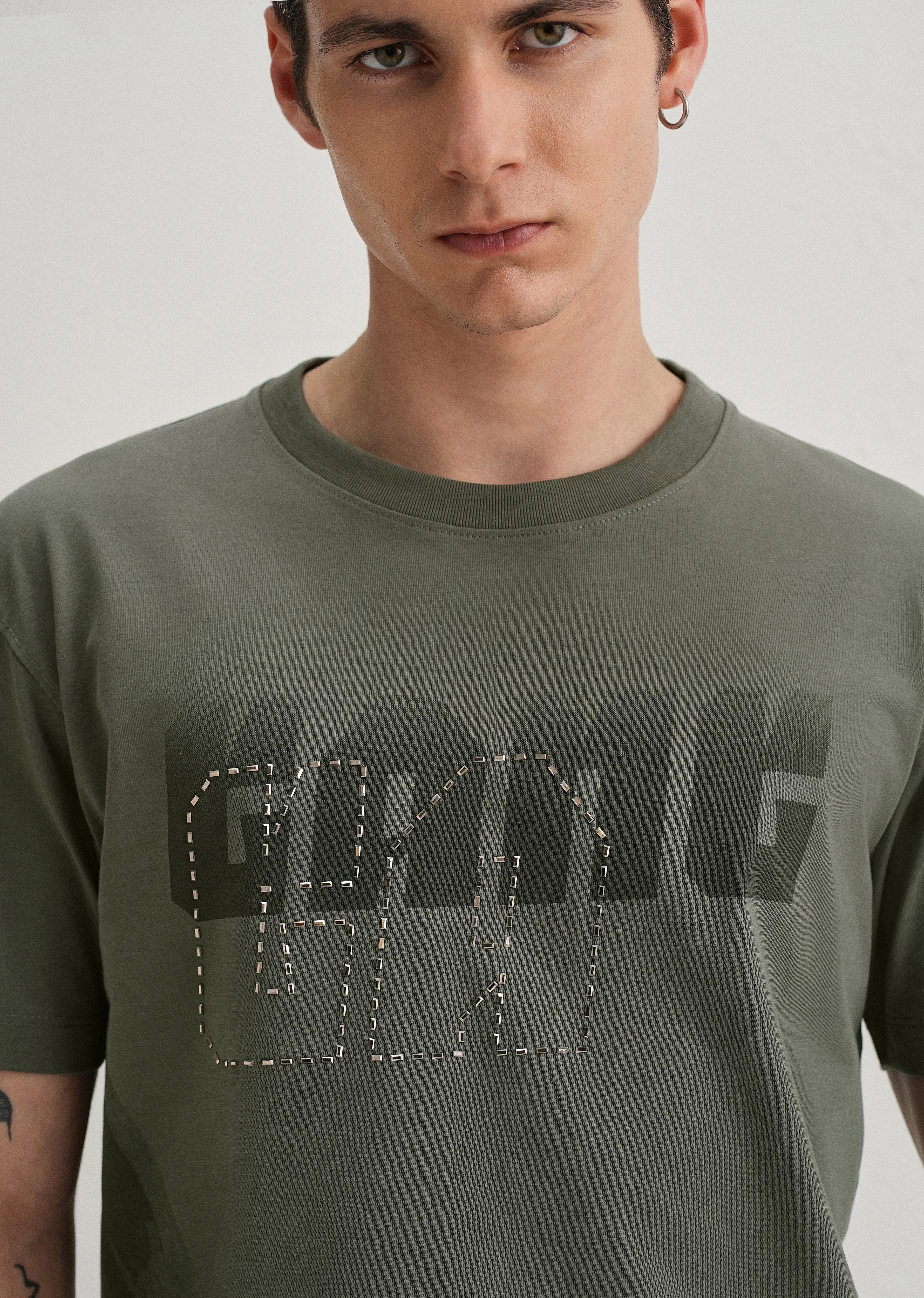 Sage Green Embellished T-Shirt - Image 2