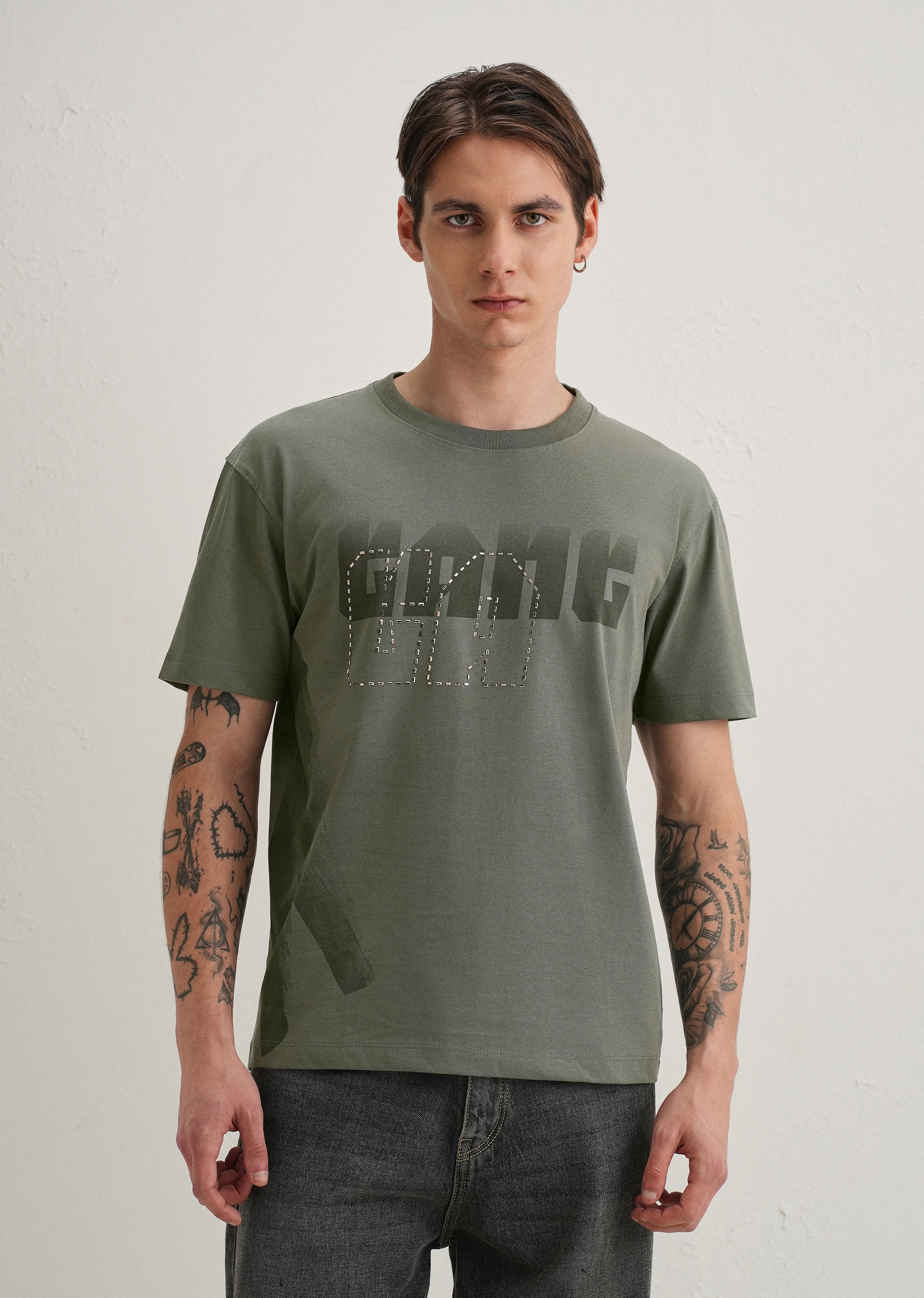 Sage Green Embellished T-Shirt - Image 4