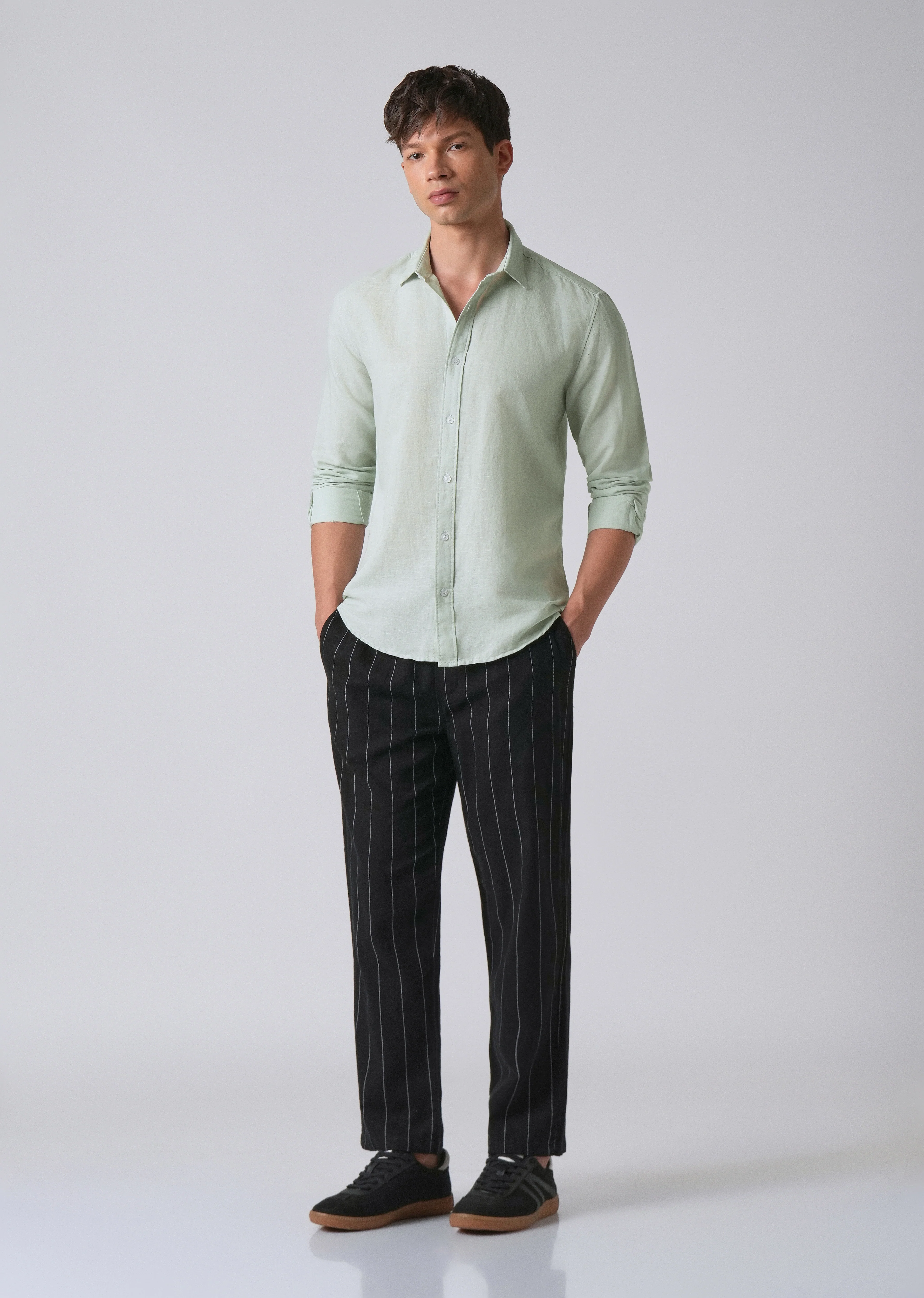 Sage Green Linen Shirt - Image 6