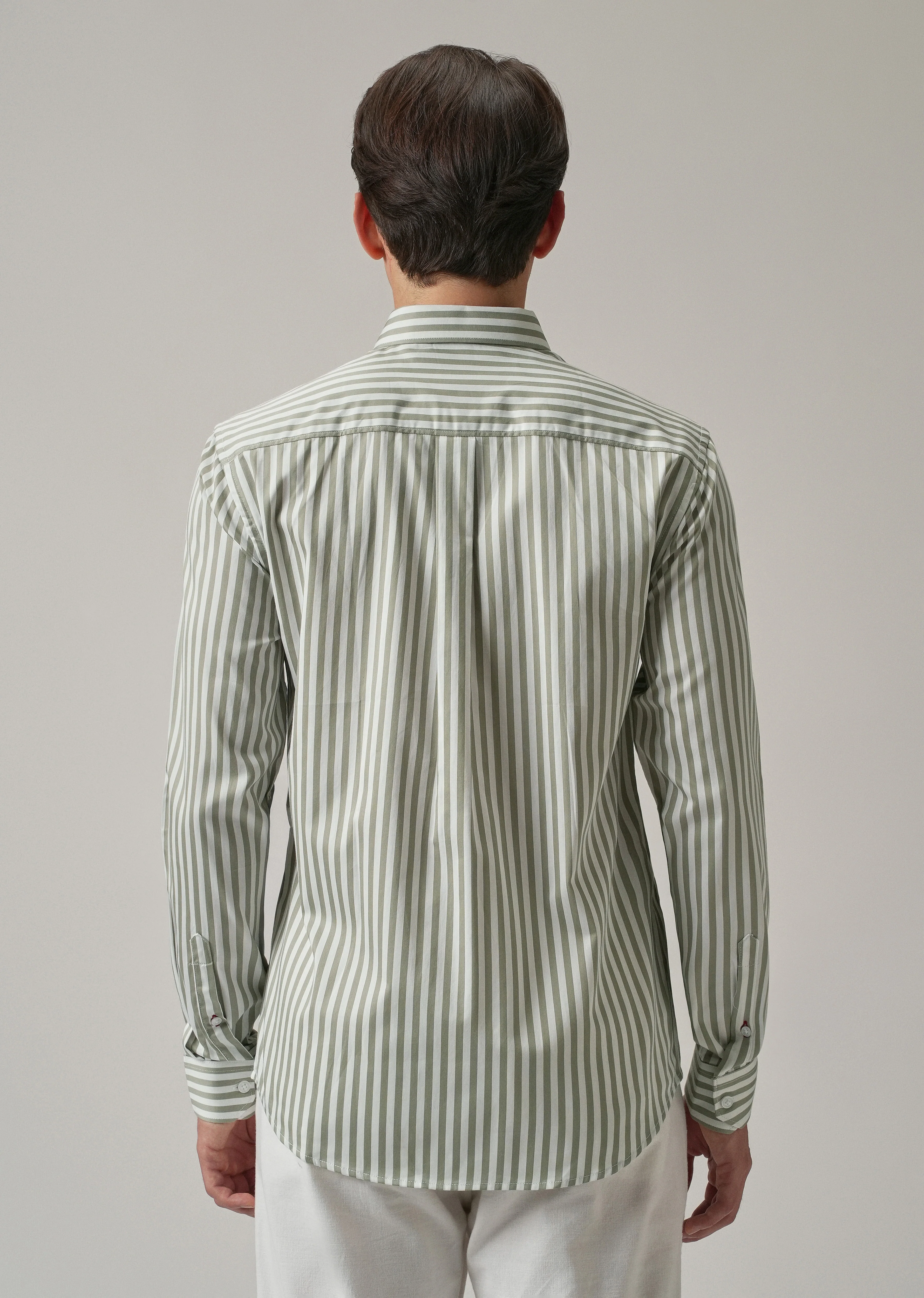 Sage Green Satin Pin Stripe Shirt - Image 2