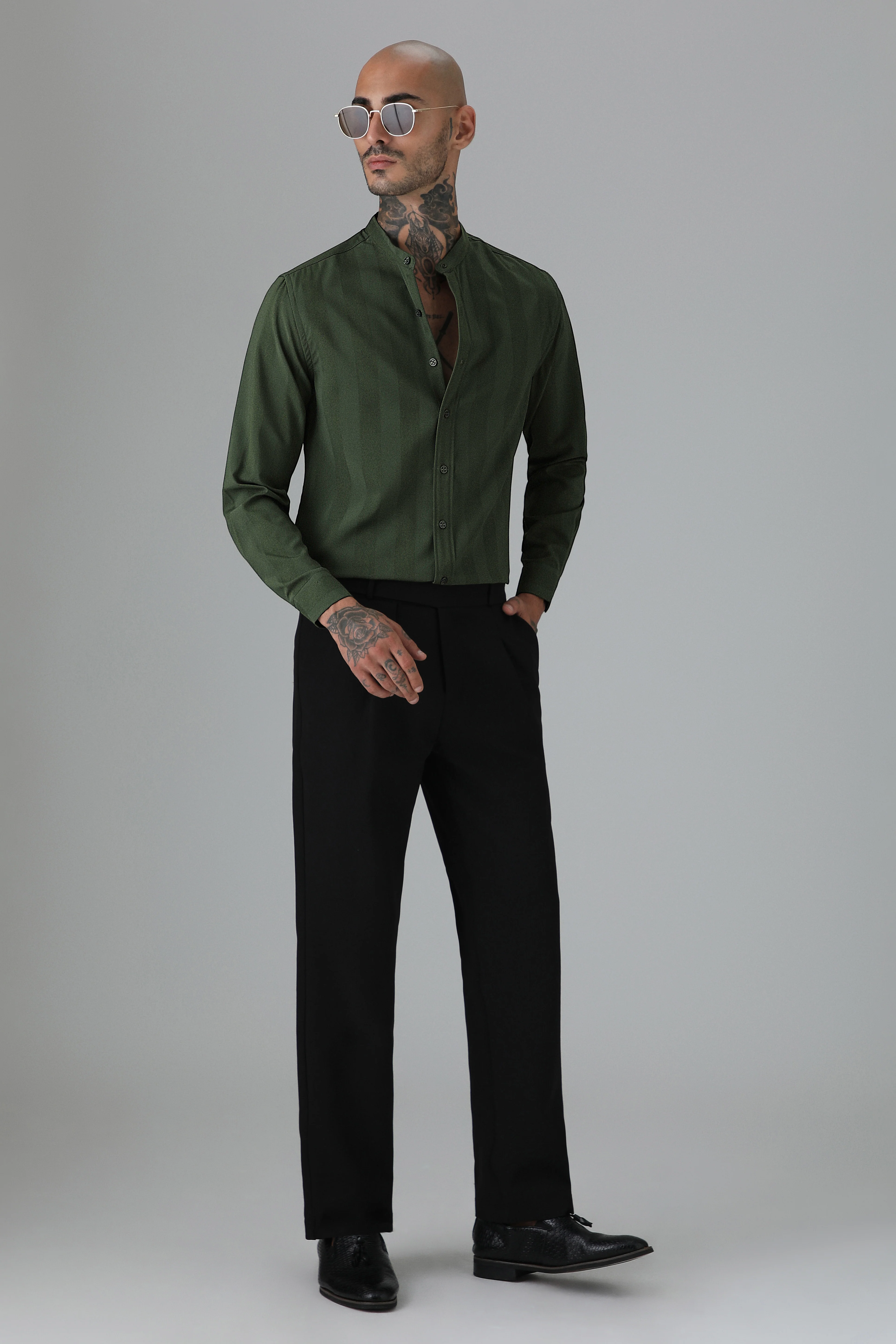Sage Green Plain Shein Patterned Shirt - Image 6