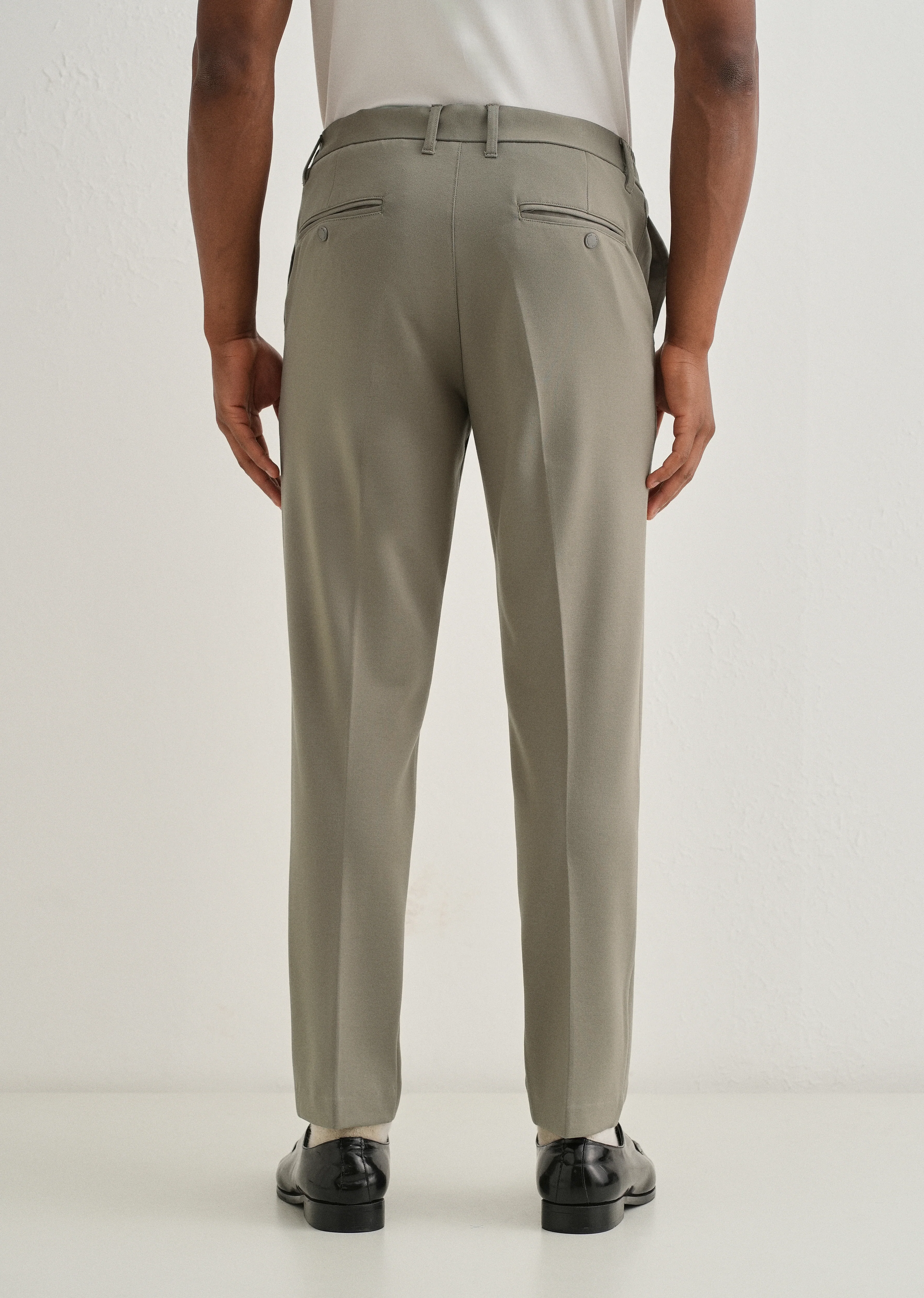 Sage Green Semi Elasticated Slim Fit Trouser - Image 2