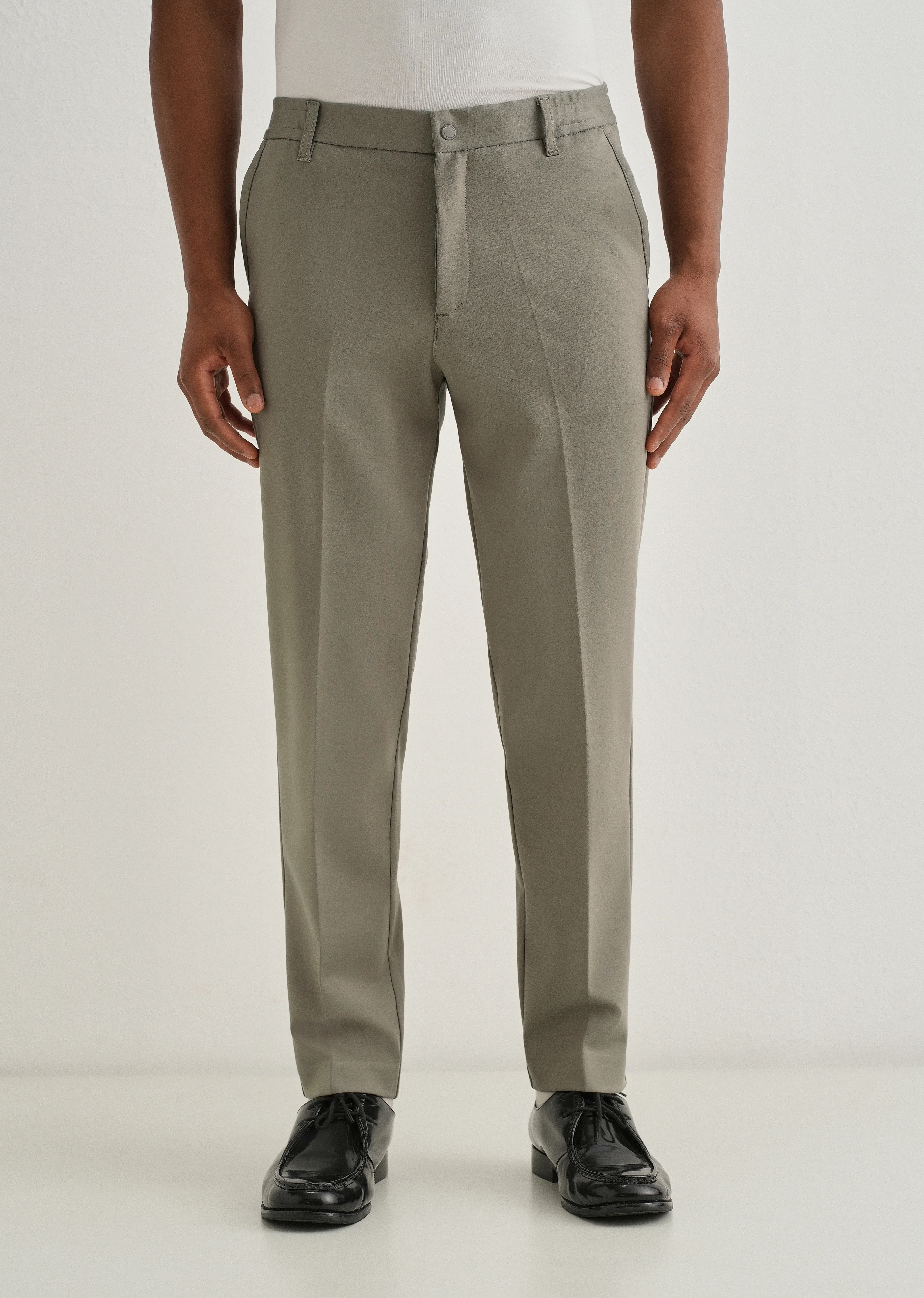 Sage Green Semi Elasticated Slim Fit Trouser - Image 4