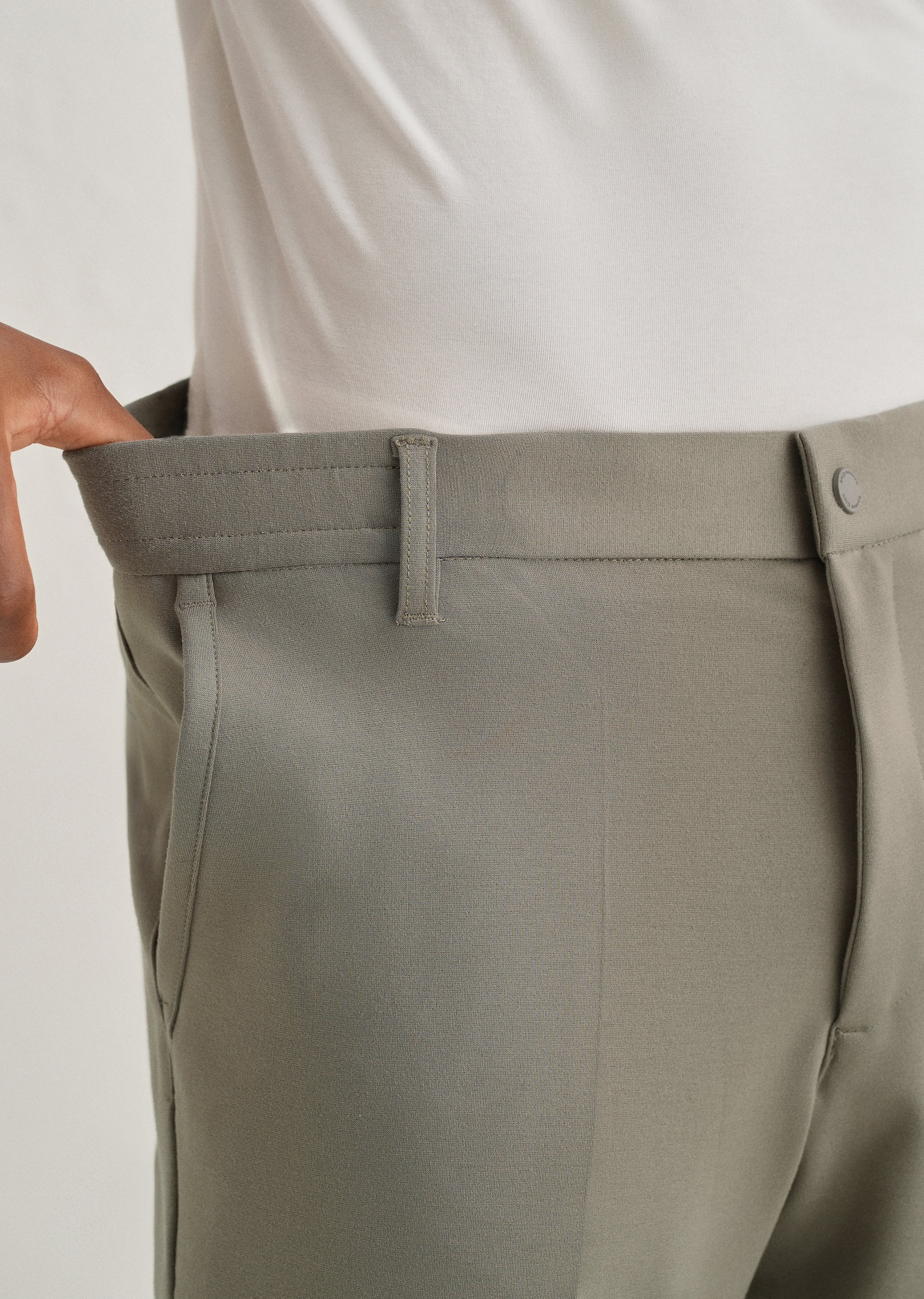 Sage Green Semi Elasticated Slim Fit Trouser - Image 6