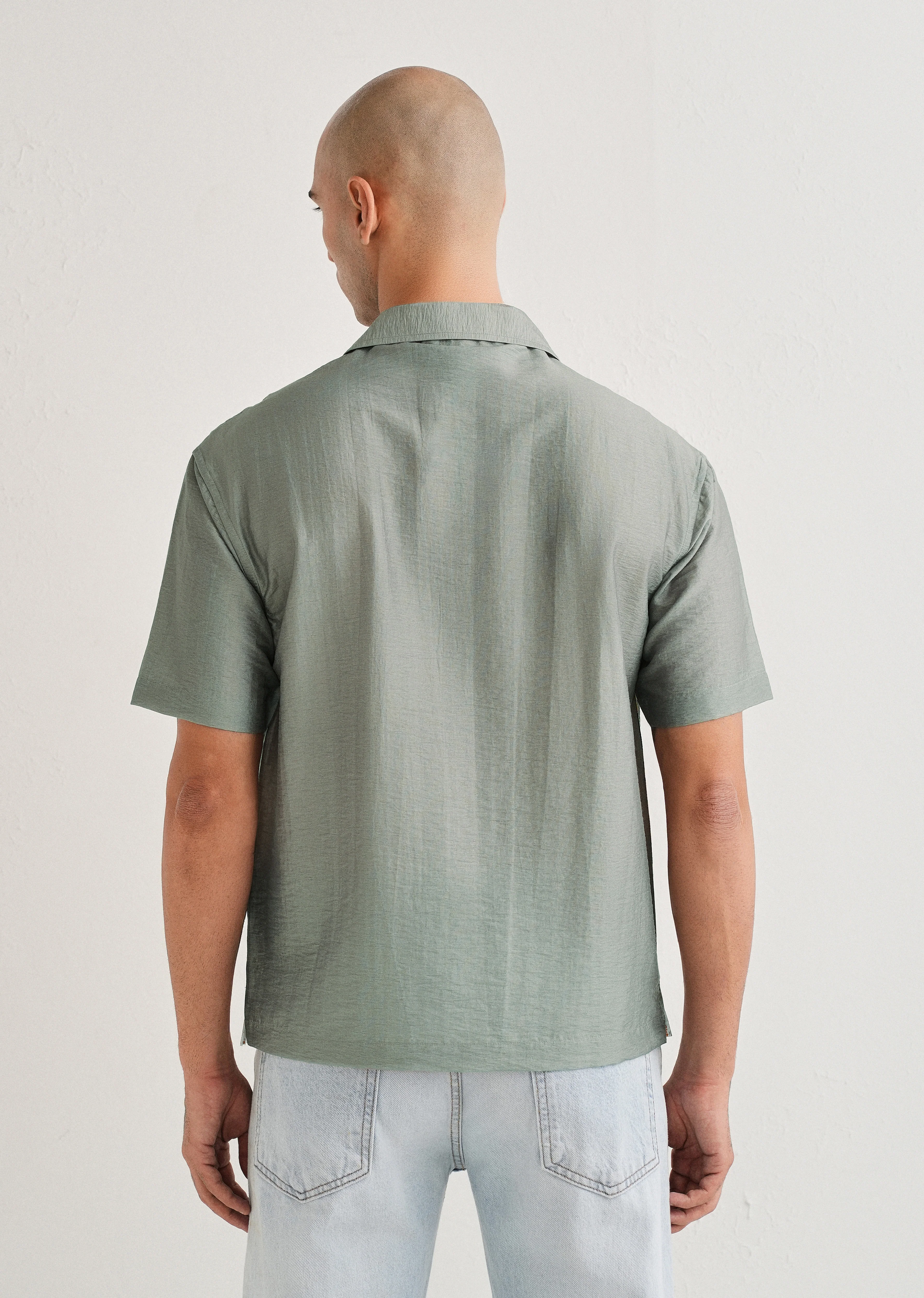 Sage Grey Scenic Placement Print Shirt - Image 2