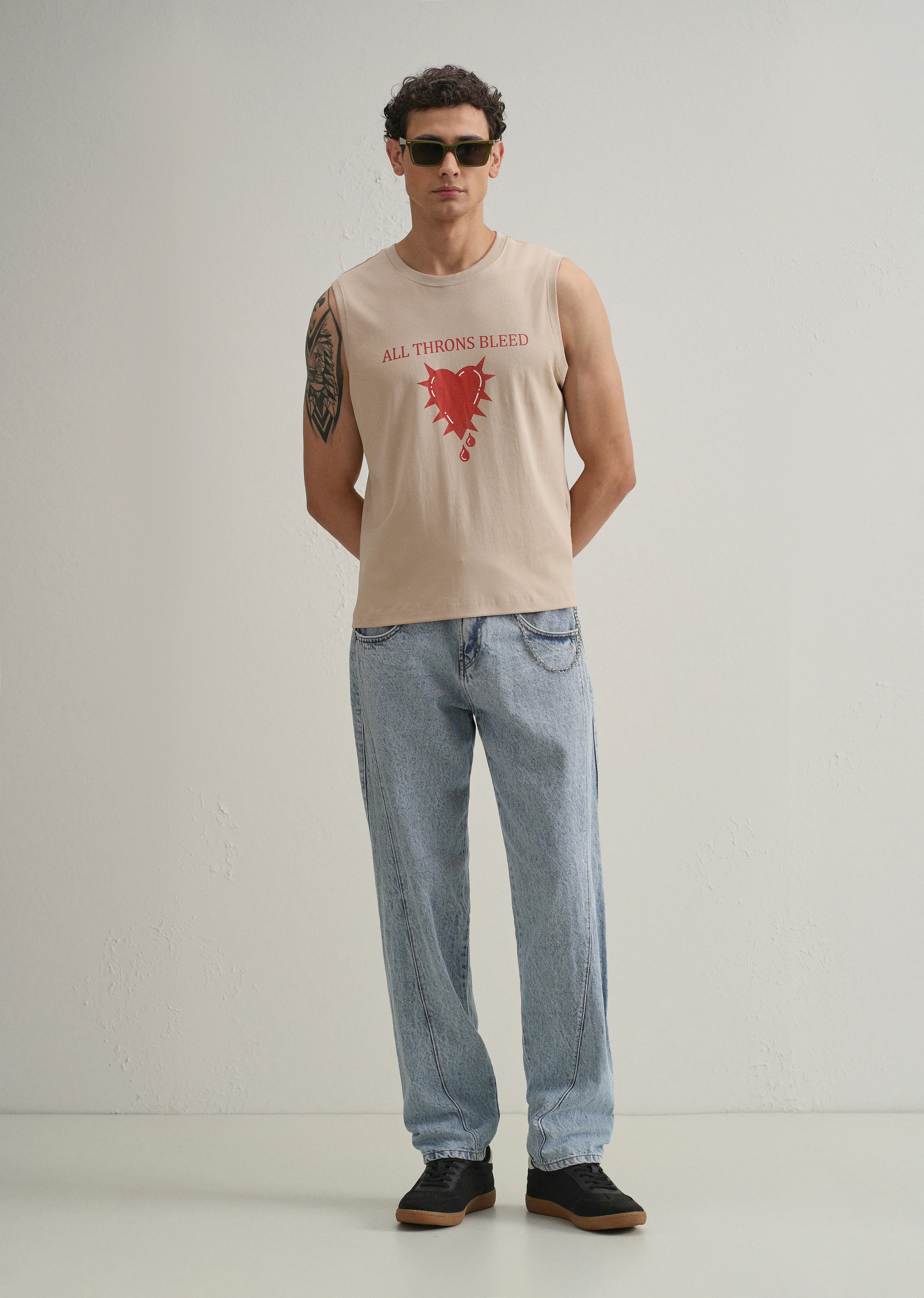 Sand Beige Printed Tank - Image 5