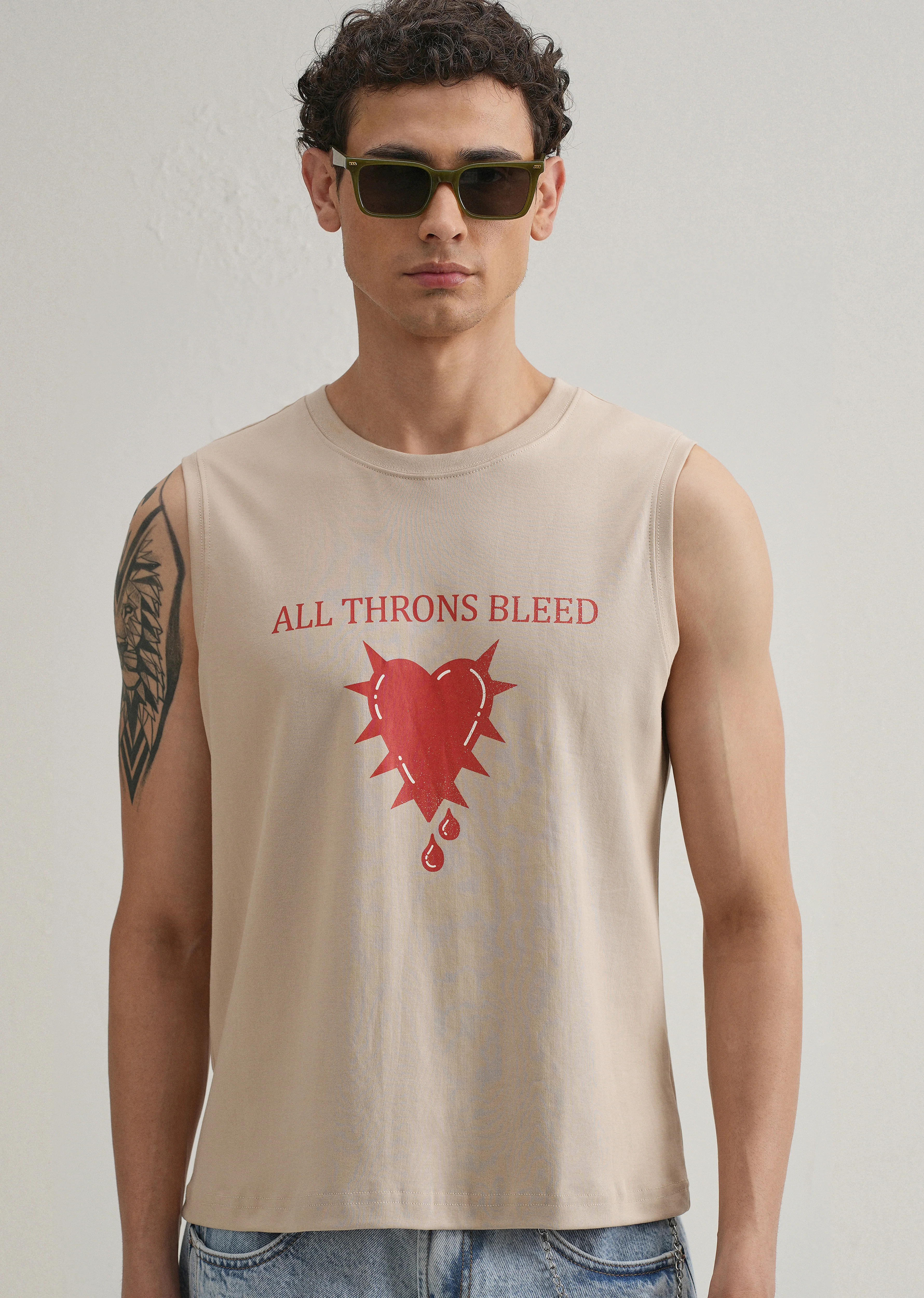 Sand Beige Printed Tank - Image 7