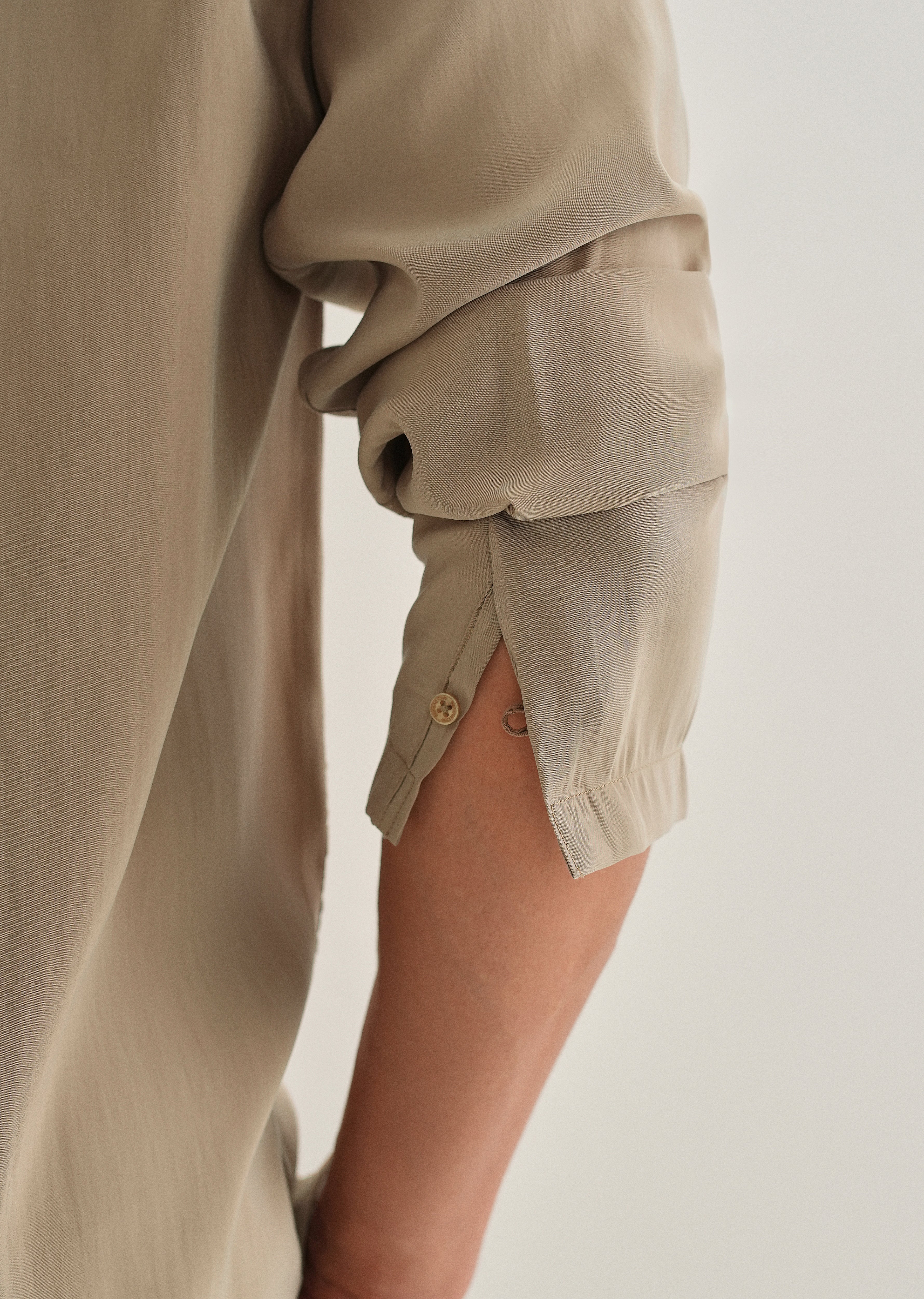 Sand Brown Loop Button-Down Plain Shirt - Image 2