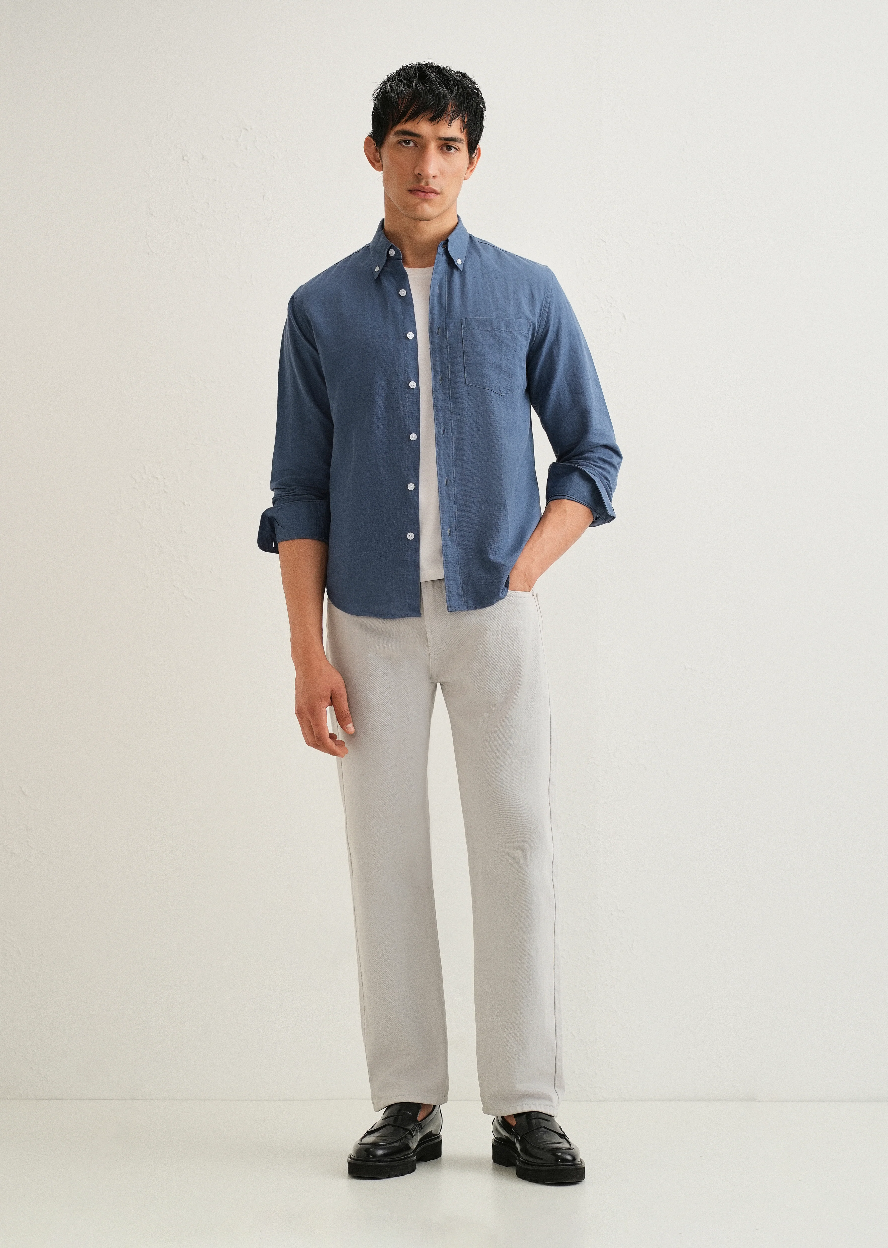 Sapphire Blue Cotton Linen Shirt - Image 6