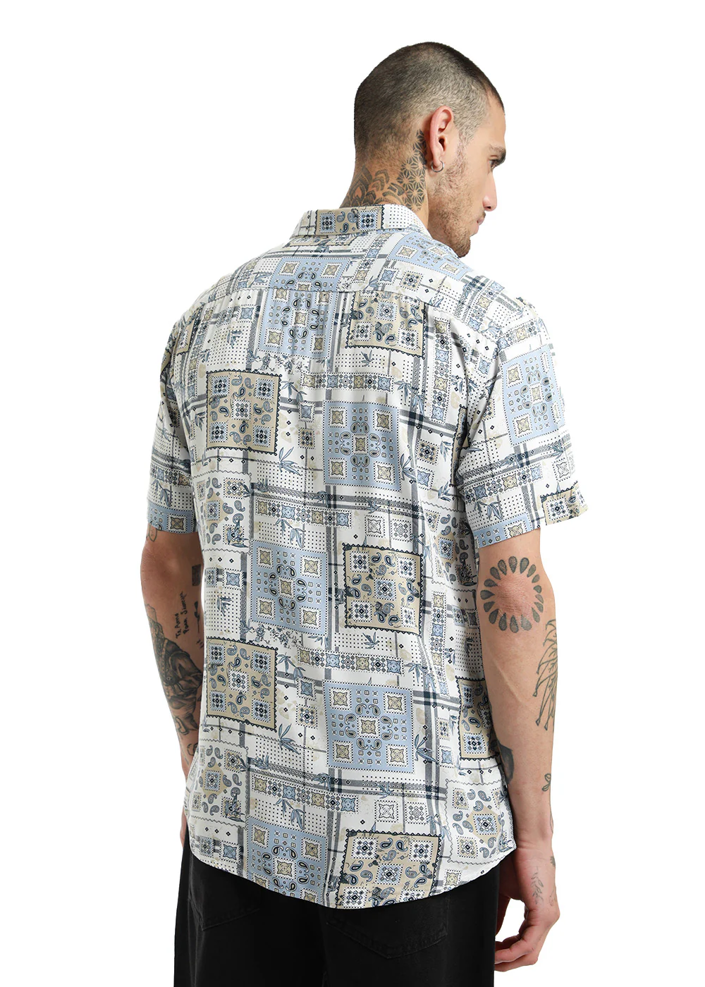 Scarf Print Half Sleeve Shirt - Image 5