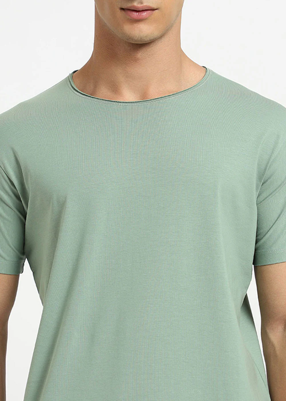Sea Green Plain Round Neck T-shirt - Image 3