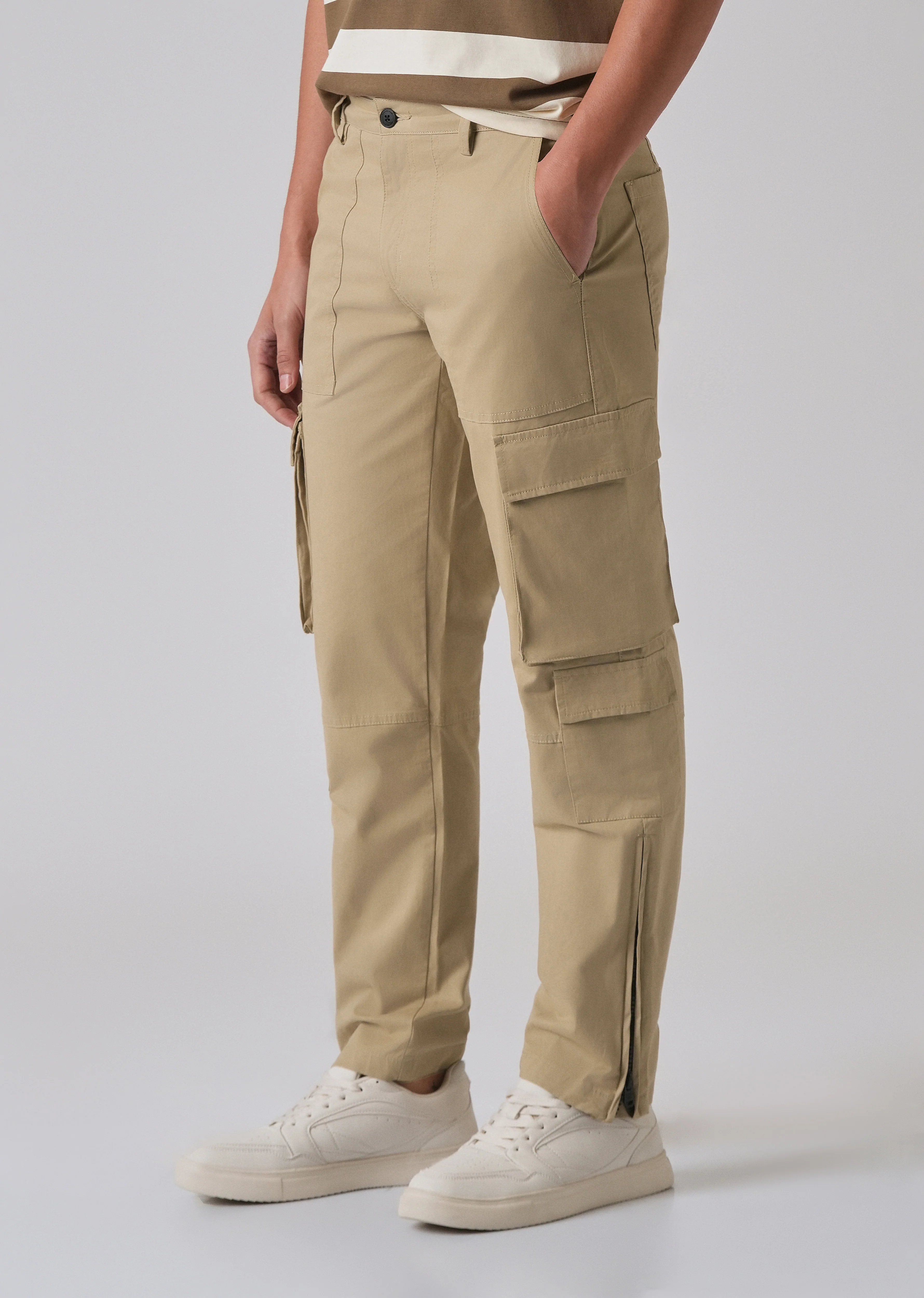 Sepia Brown Zipper Cargo Pant - Image 7