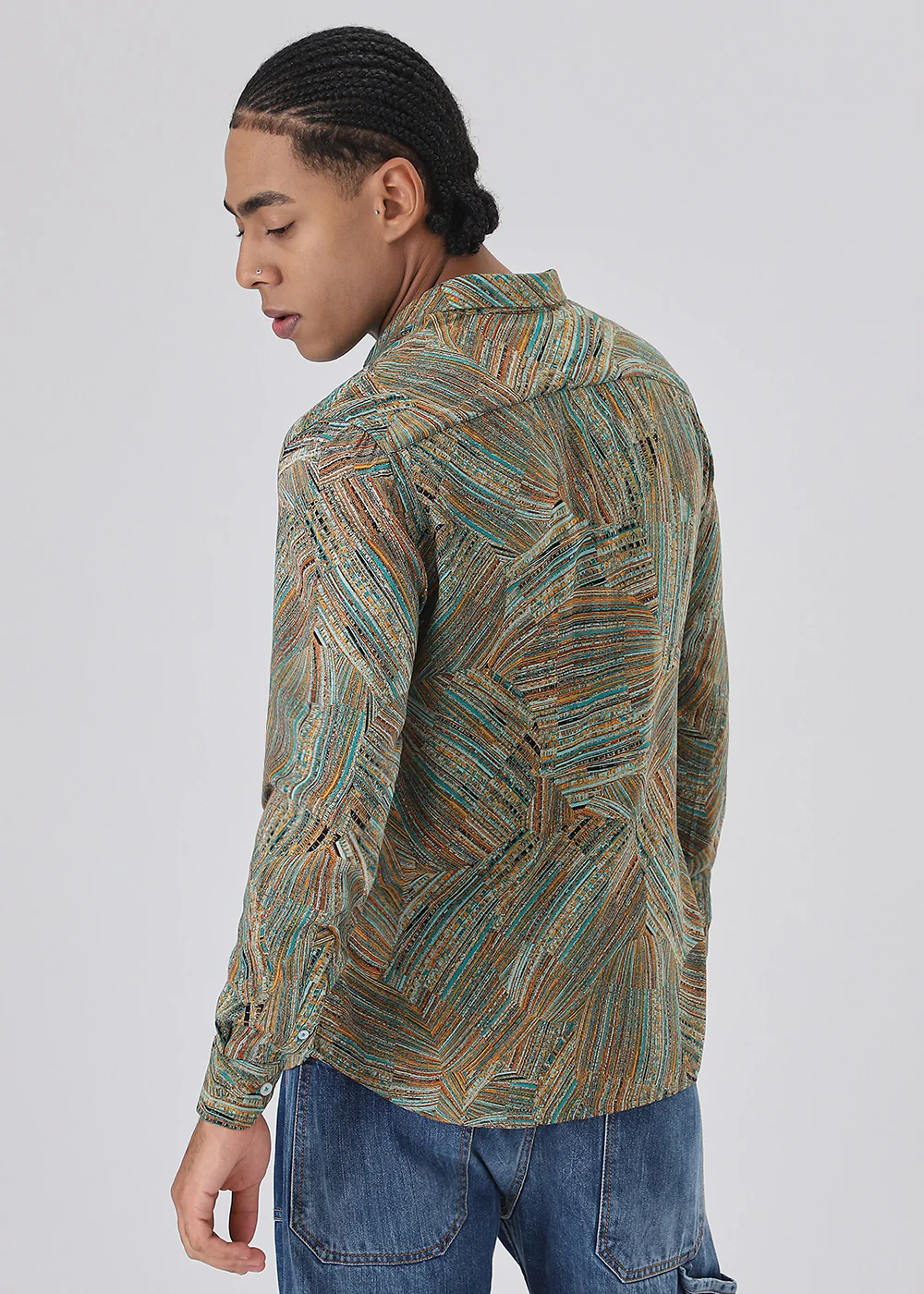 Serene Strokes Green Feather Shirt - Image 4