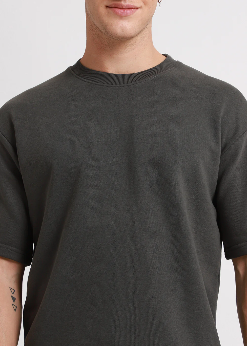 Shadow Gray Plain Oversized Basic T-shirt - Image 3