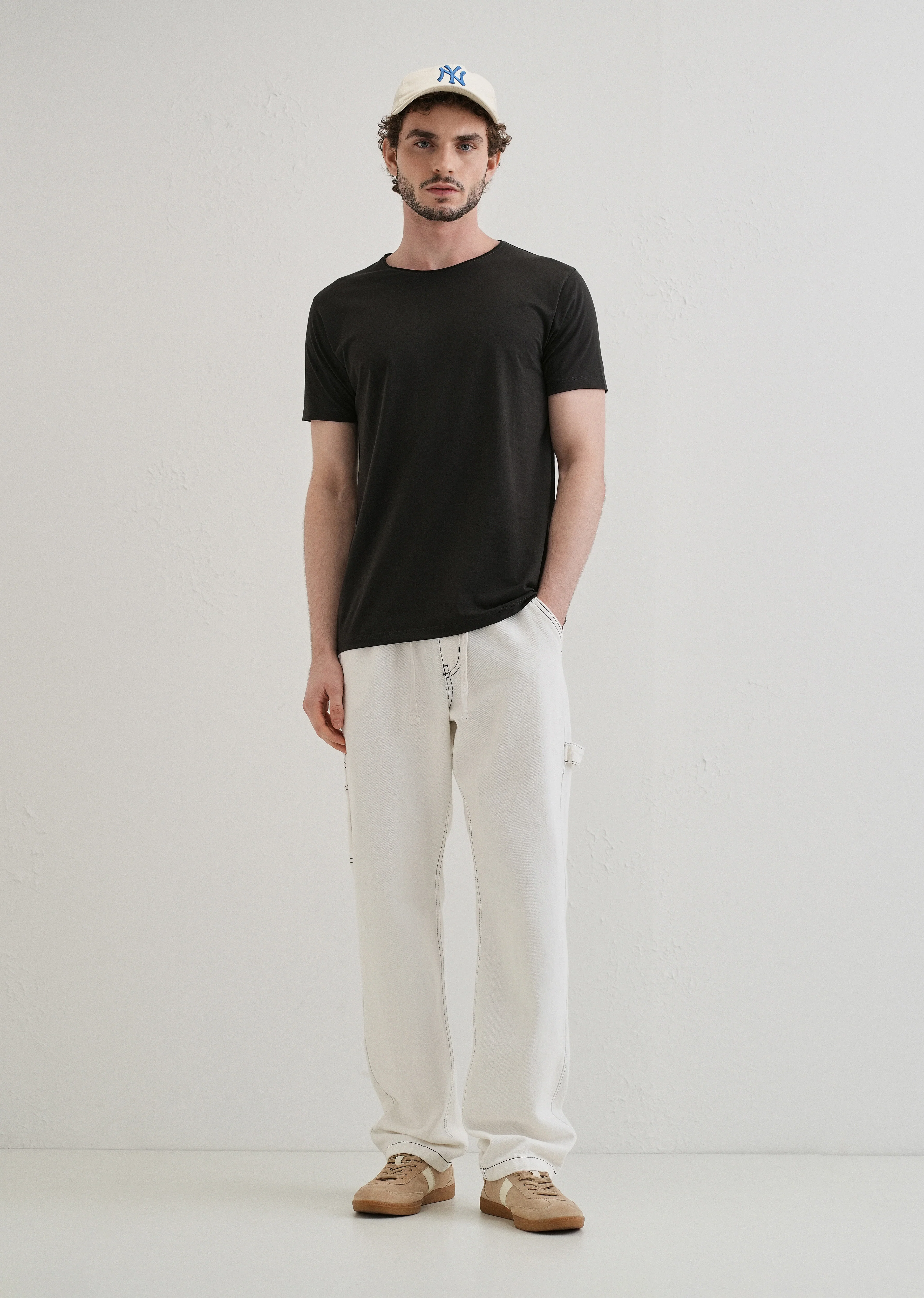 Shadow Gray Plain Round Neck T-shirt - Image 6