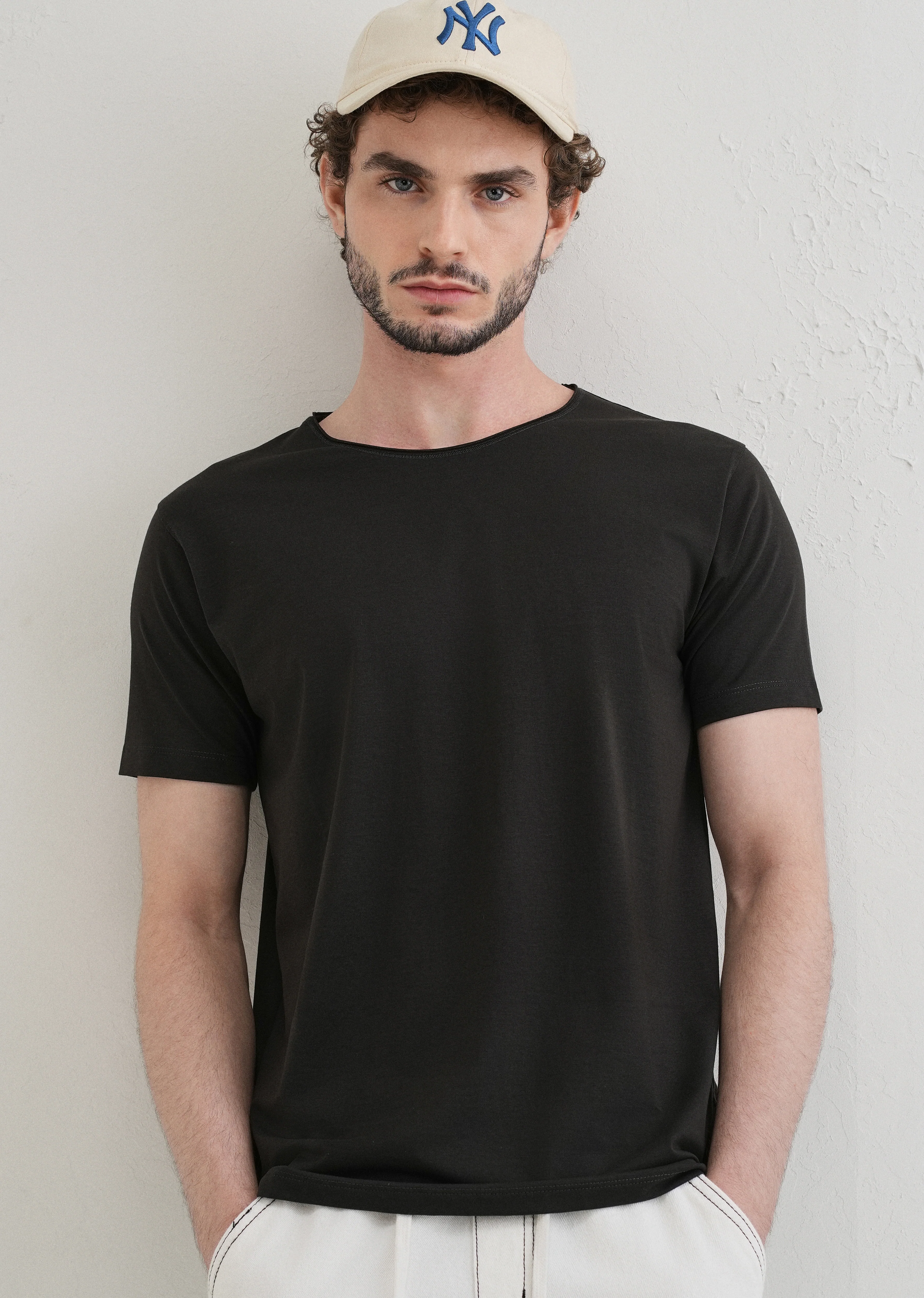 Shadow Gray Plain Round Neck T-shirt - Image 7