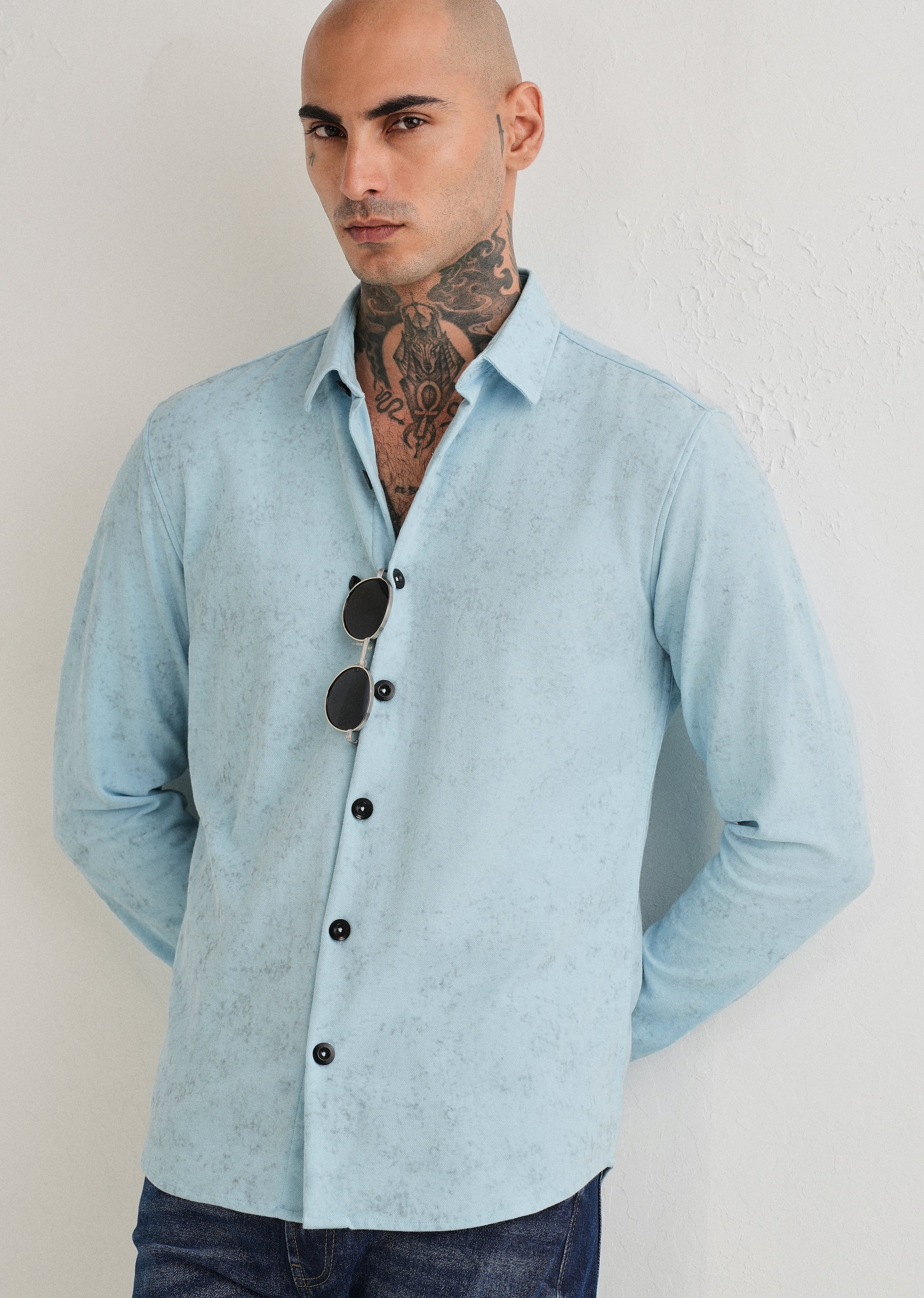 Sky Blue Knitted Shirt - Image 7