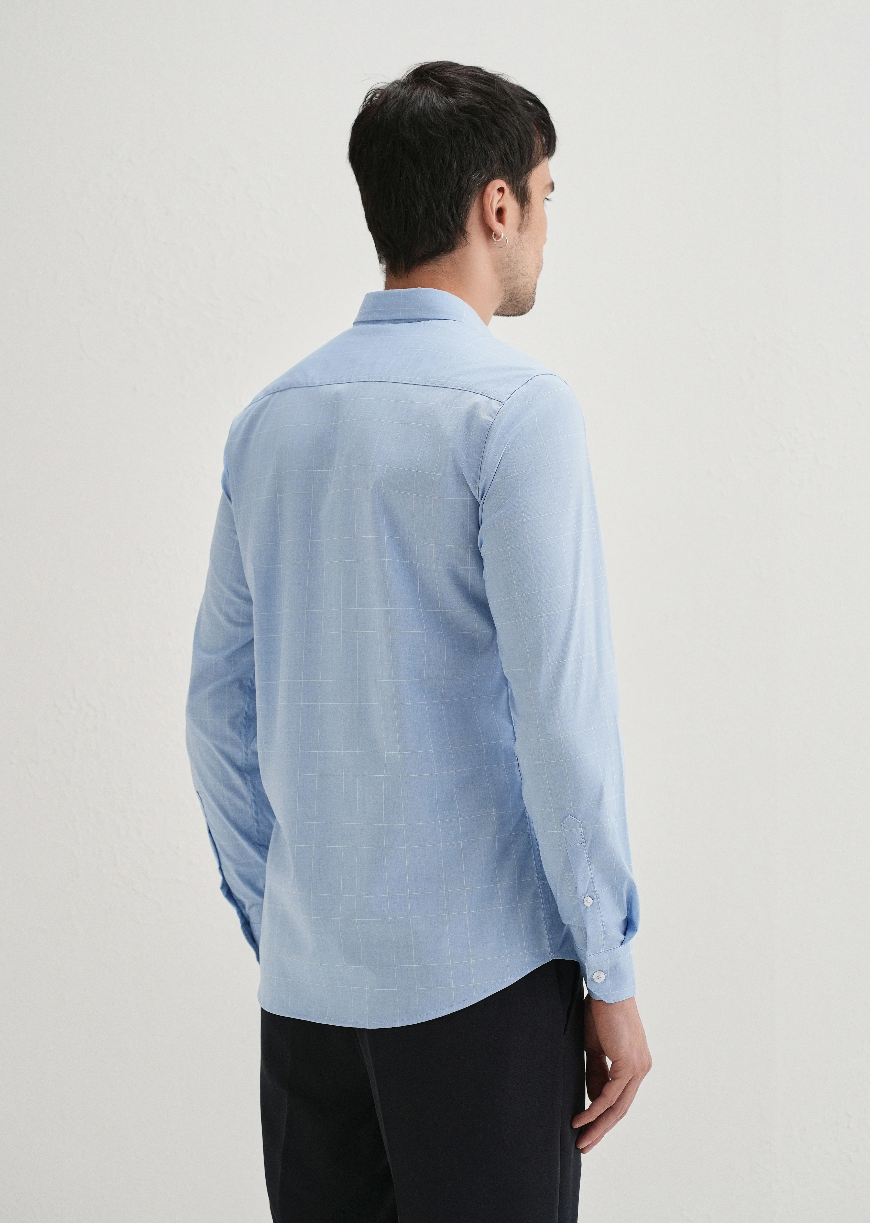 Sky Blue Windowpane Check Shirt - Image 3