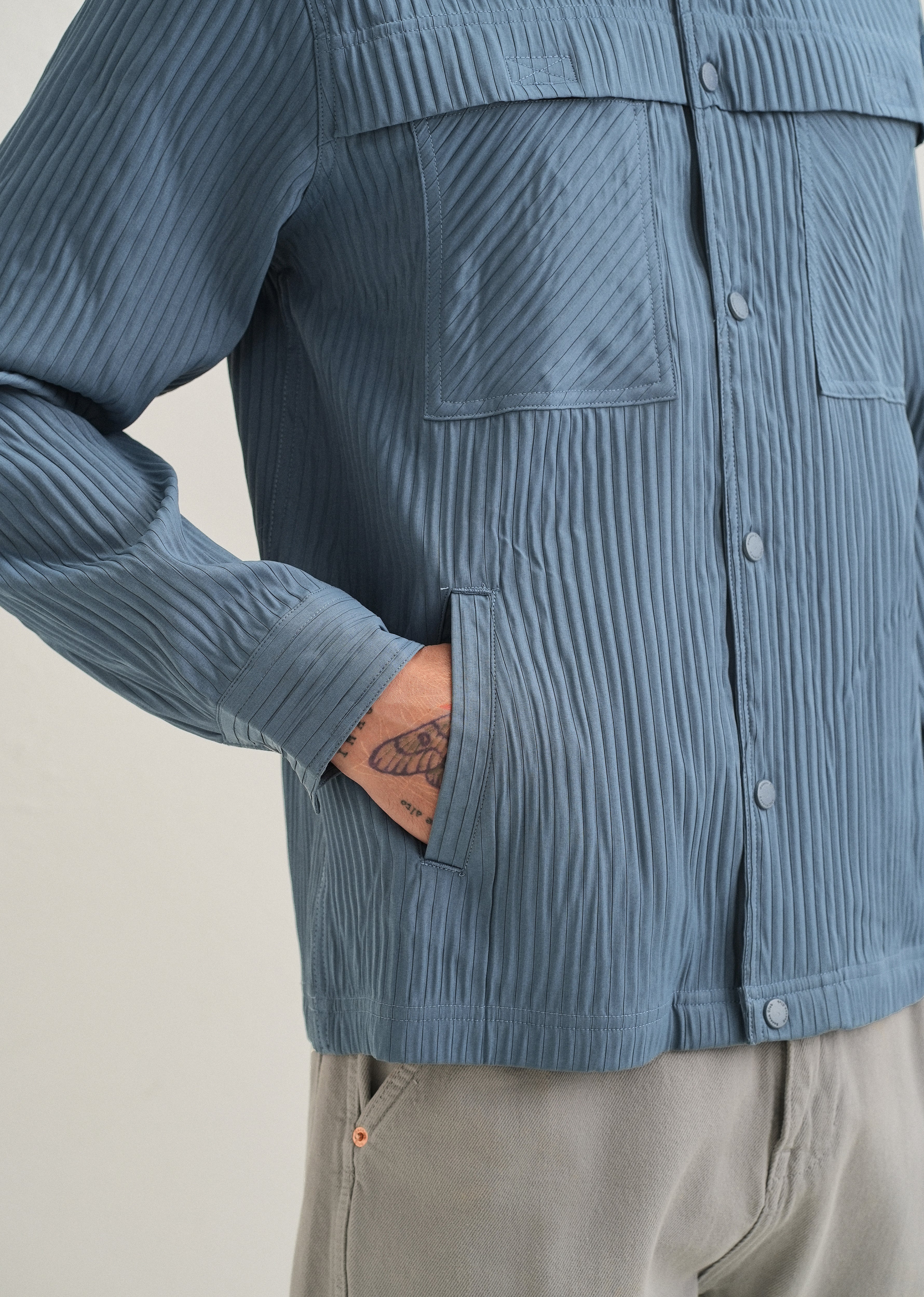 Slate Blue Textured Utility Shacket - Image 2