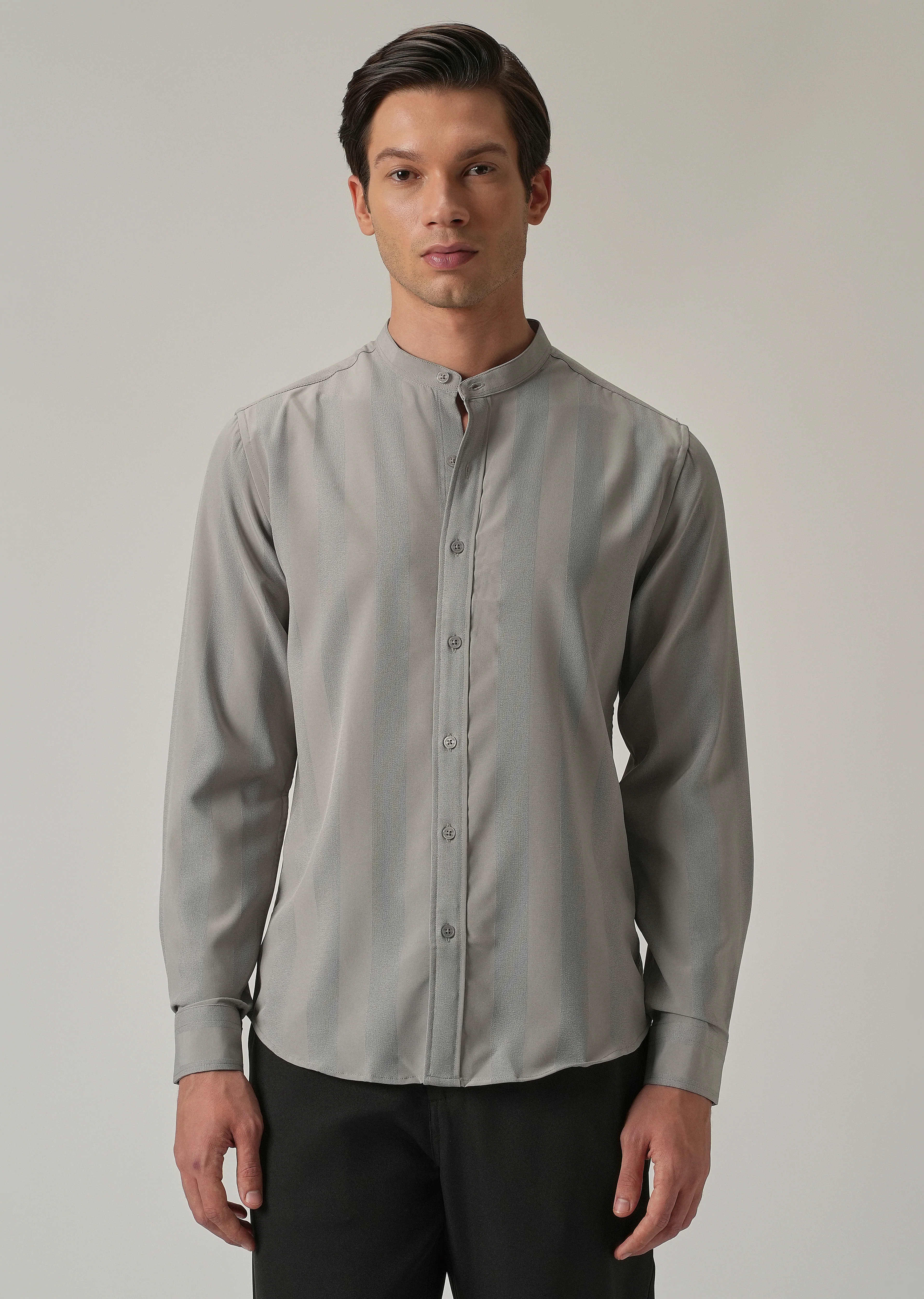 Slate Grey Plain Shein Patterned Shirt - Image 3
