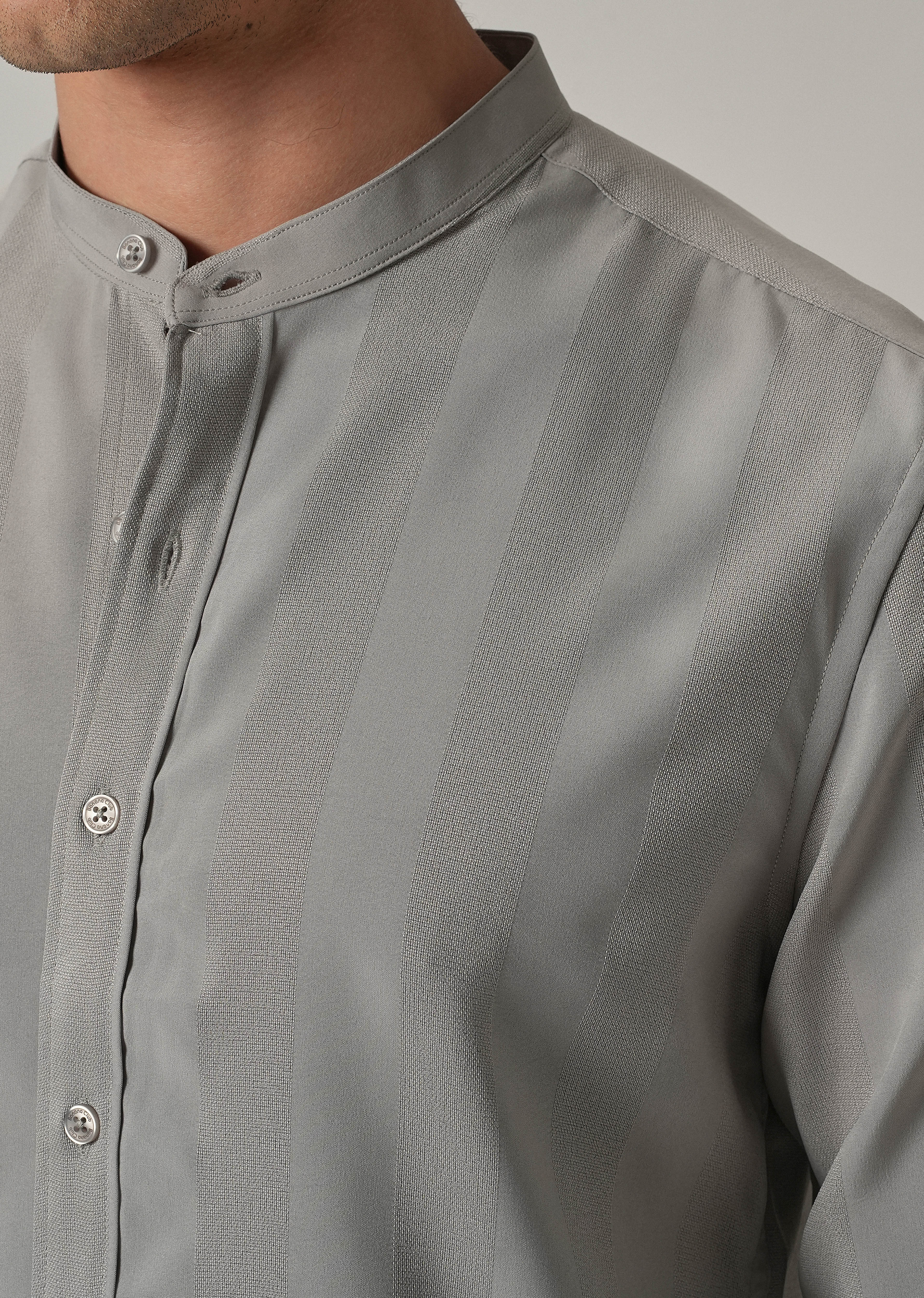 Slate Grey Plain Shein Patterned Shirt - Image 5