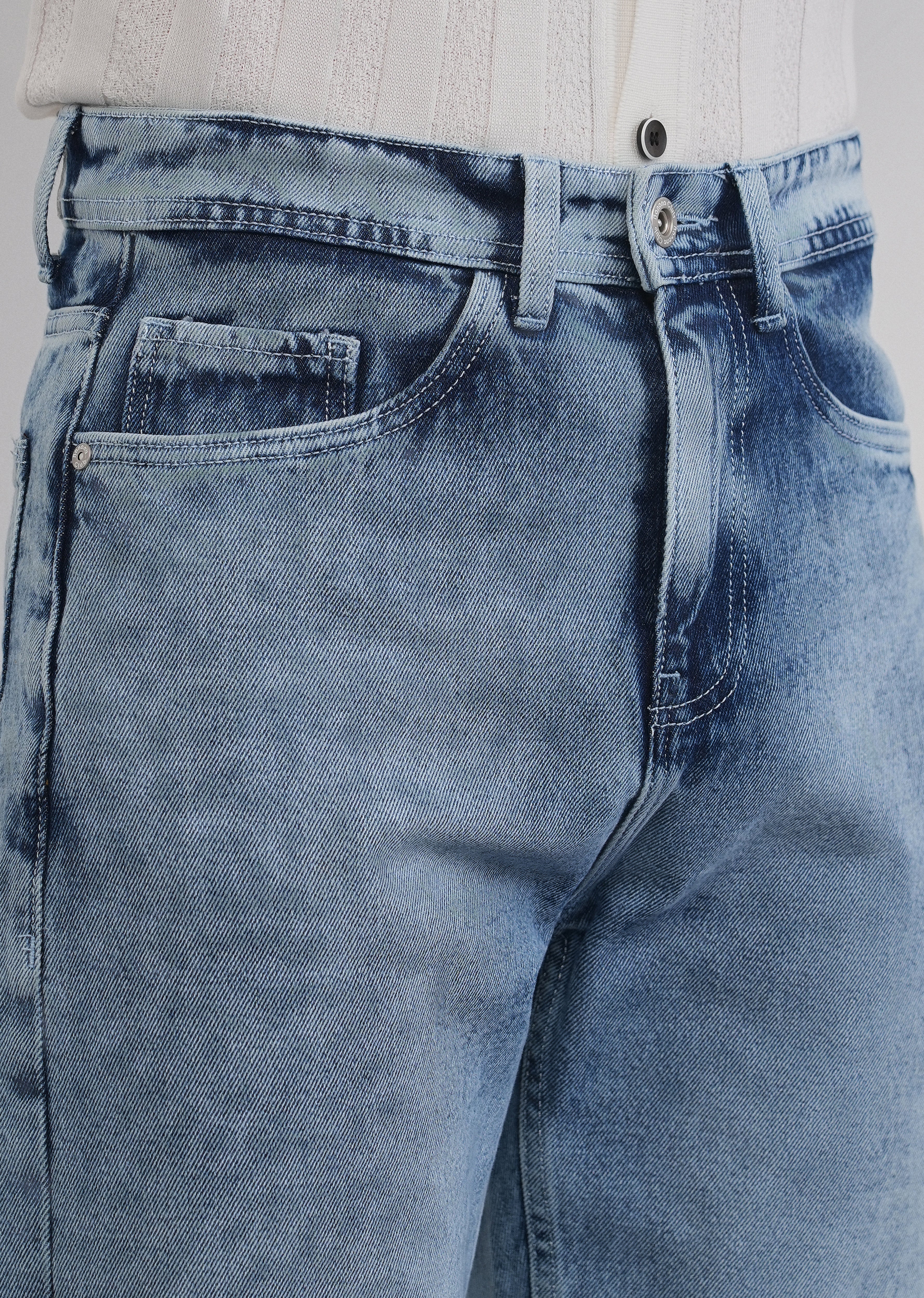 Slim Straight Fit Light Wash Jeans - Image 5