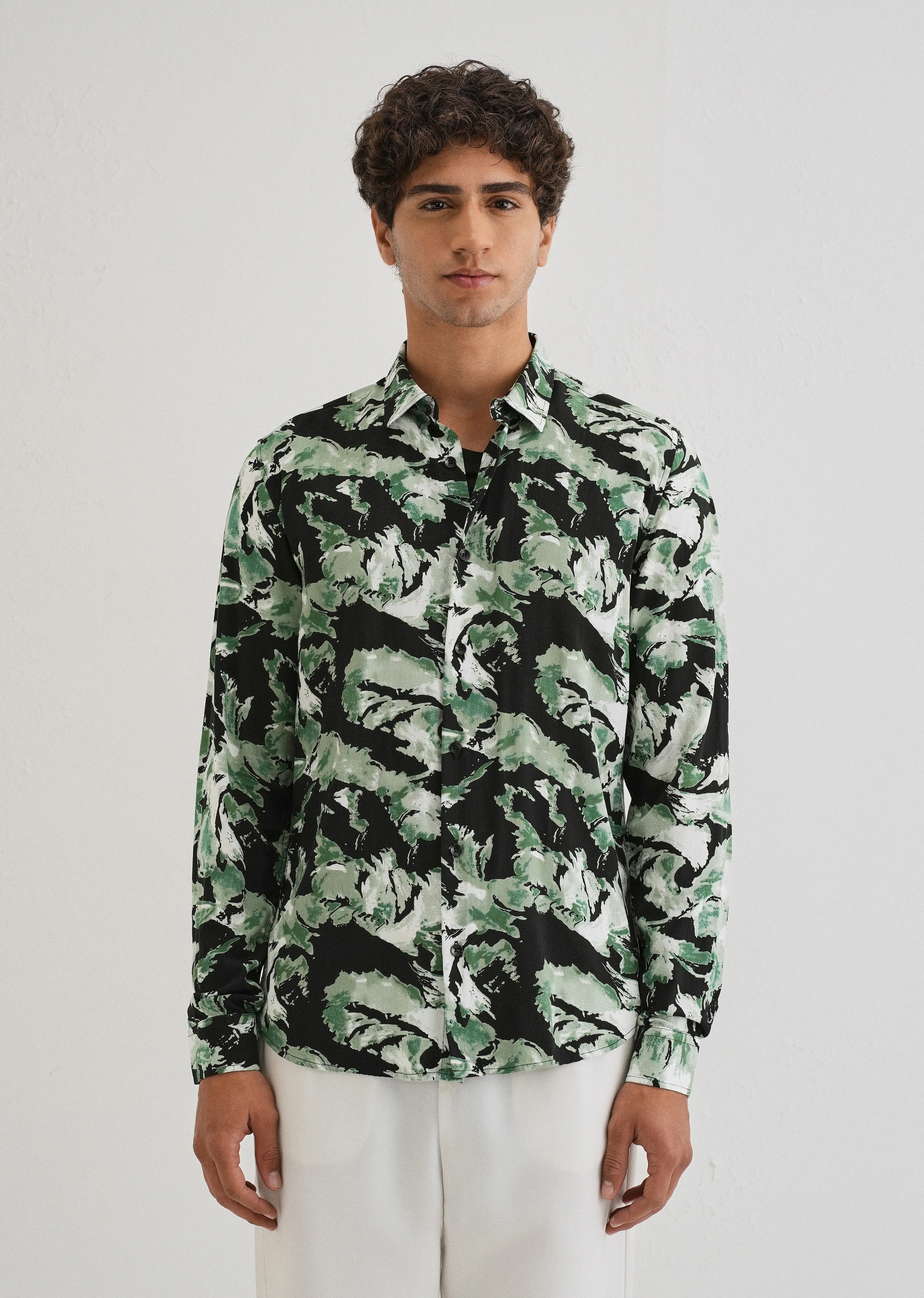 Smoke Green Print Full sleeve shirt - Image 3