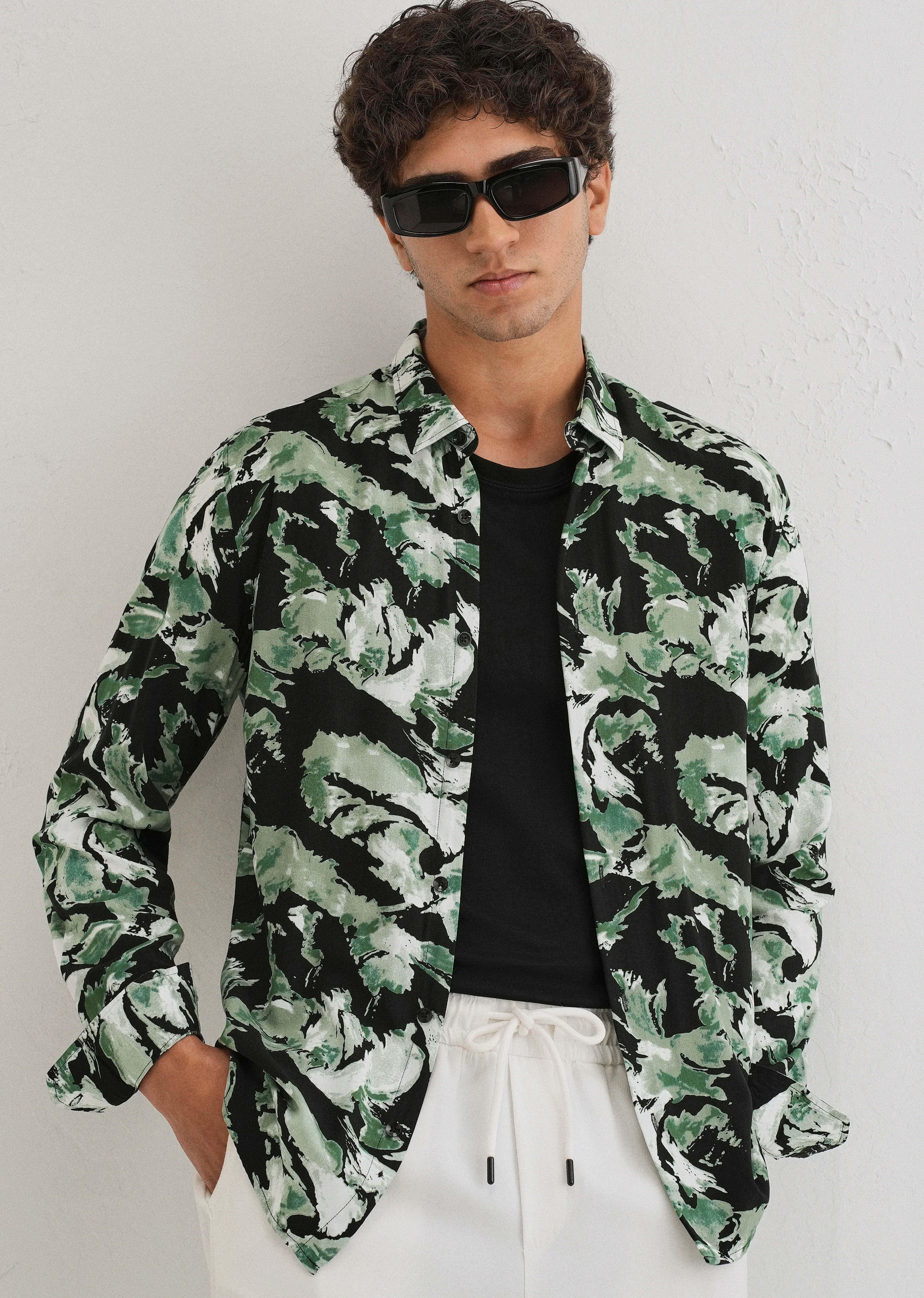 Smoke Green Print Full sleeve shirt - Image 7
