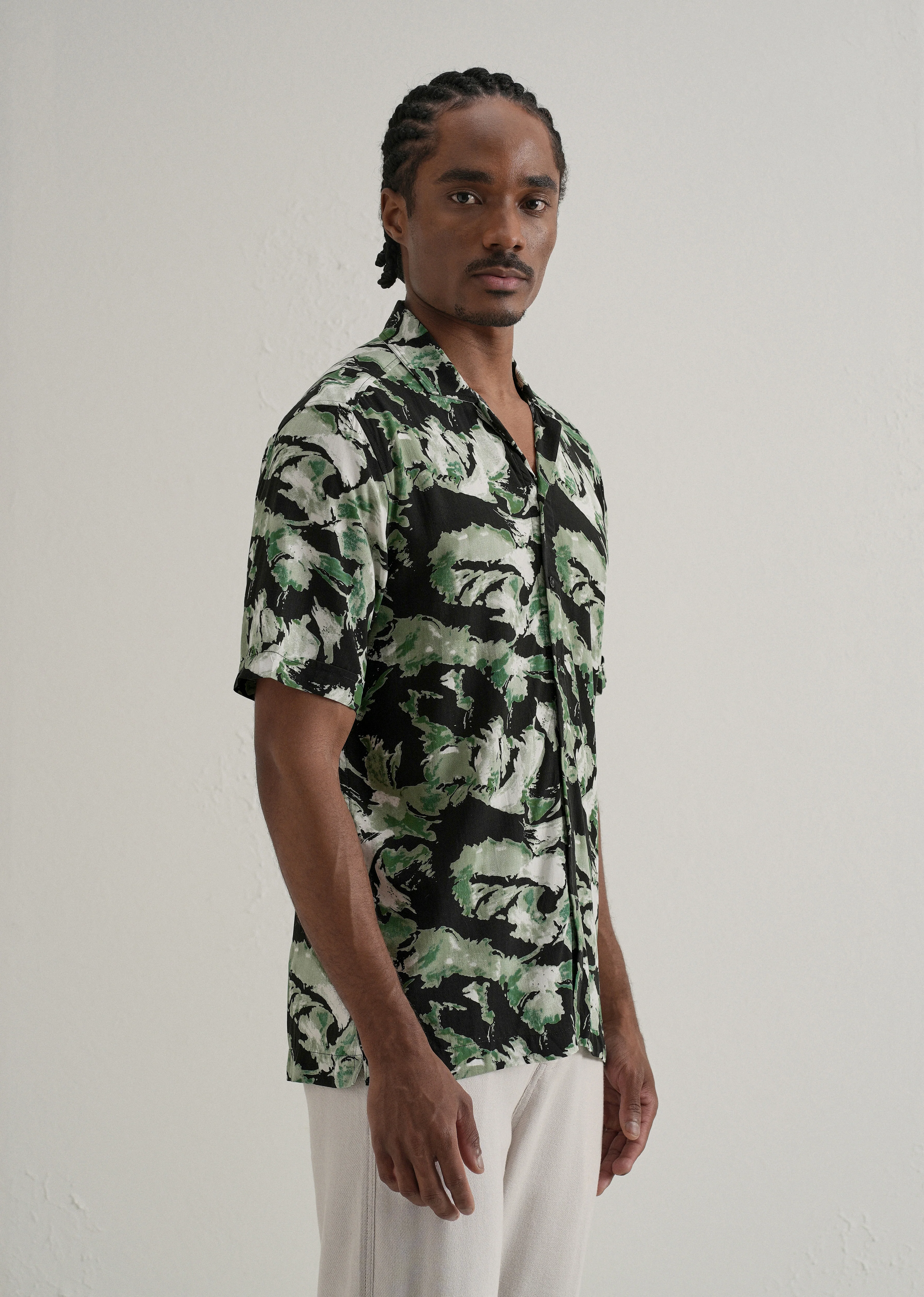 Smoke Green Print Half sleeve shirt - Image 4