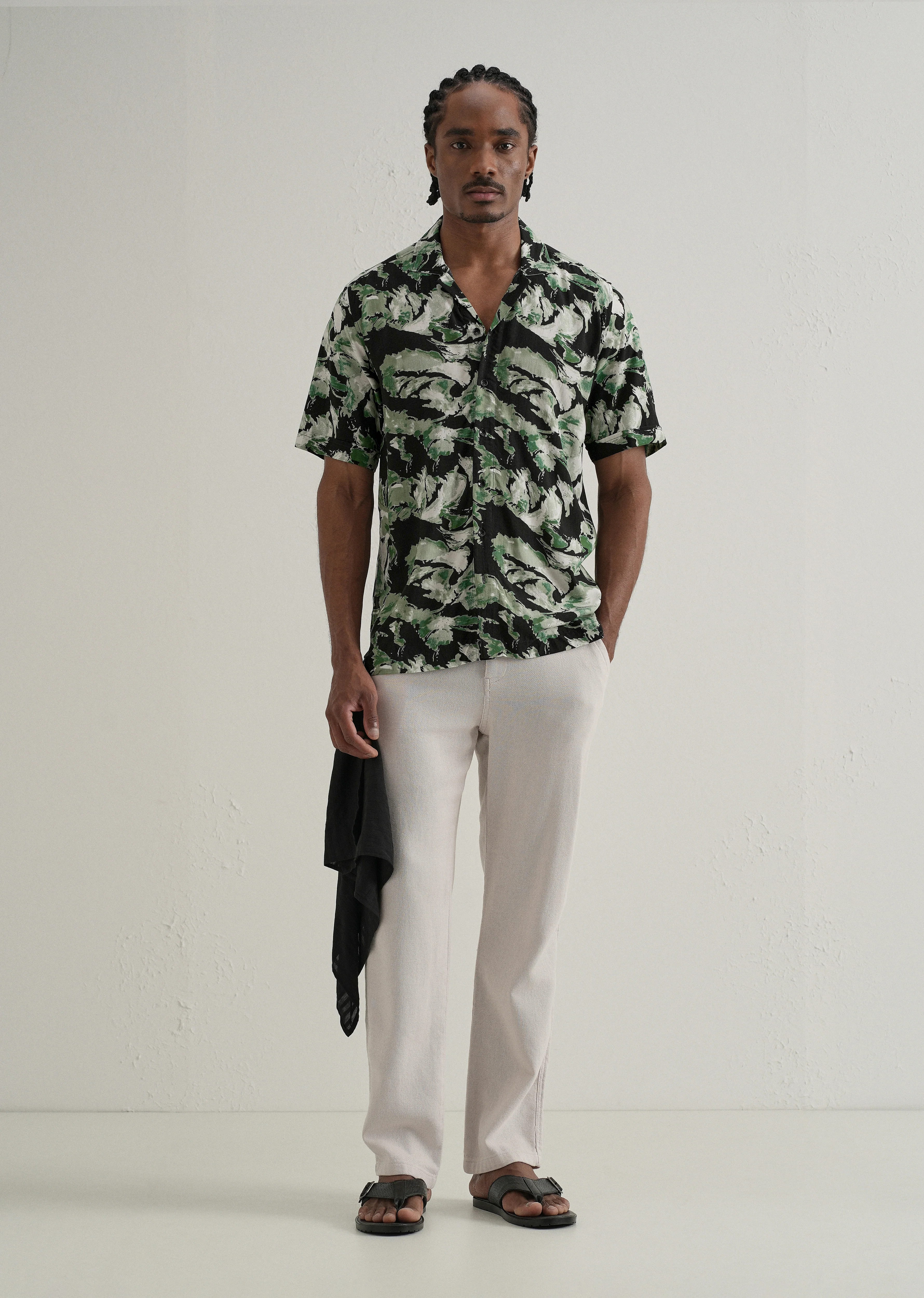 Smoke Green Print Half sleeve shirt - Image 6