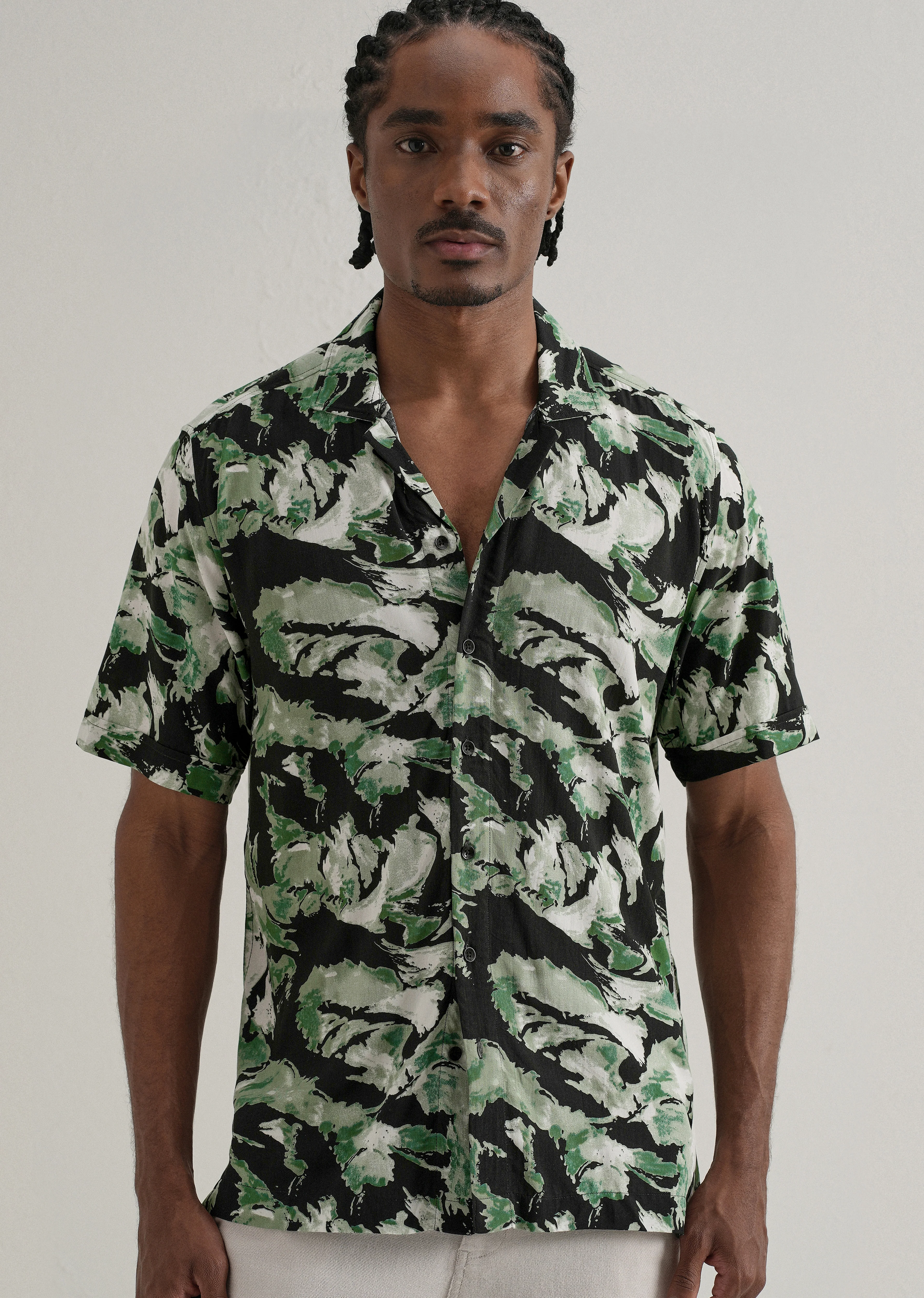 Smoke Green Print Half sleeve shirt - Image 7