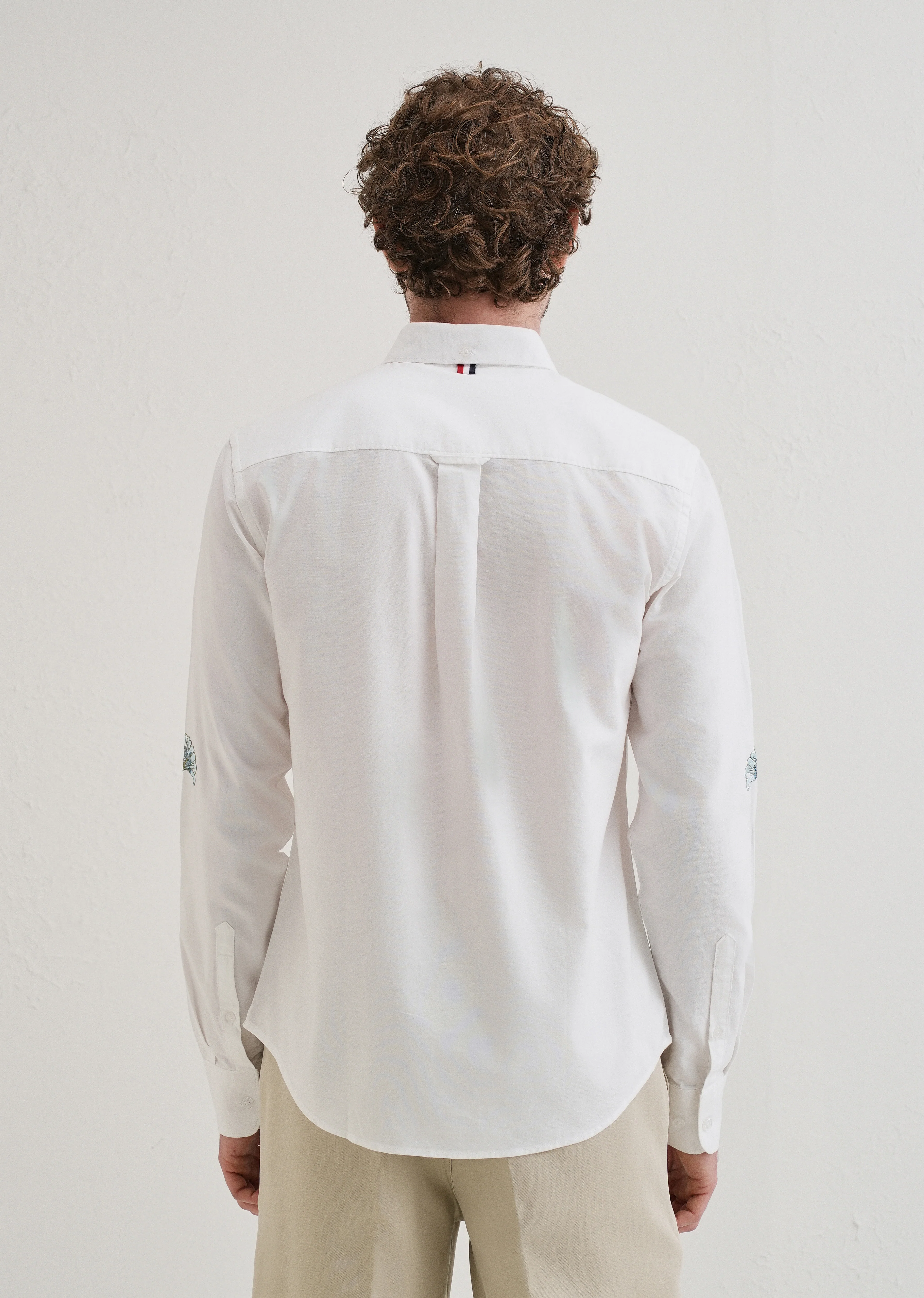Snow White Floral Embroidery Shirt - Image 3