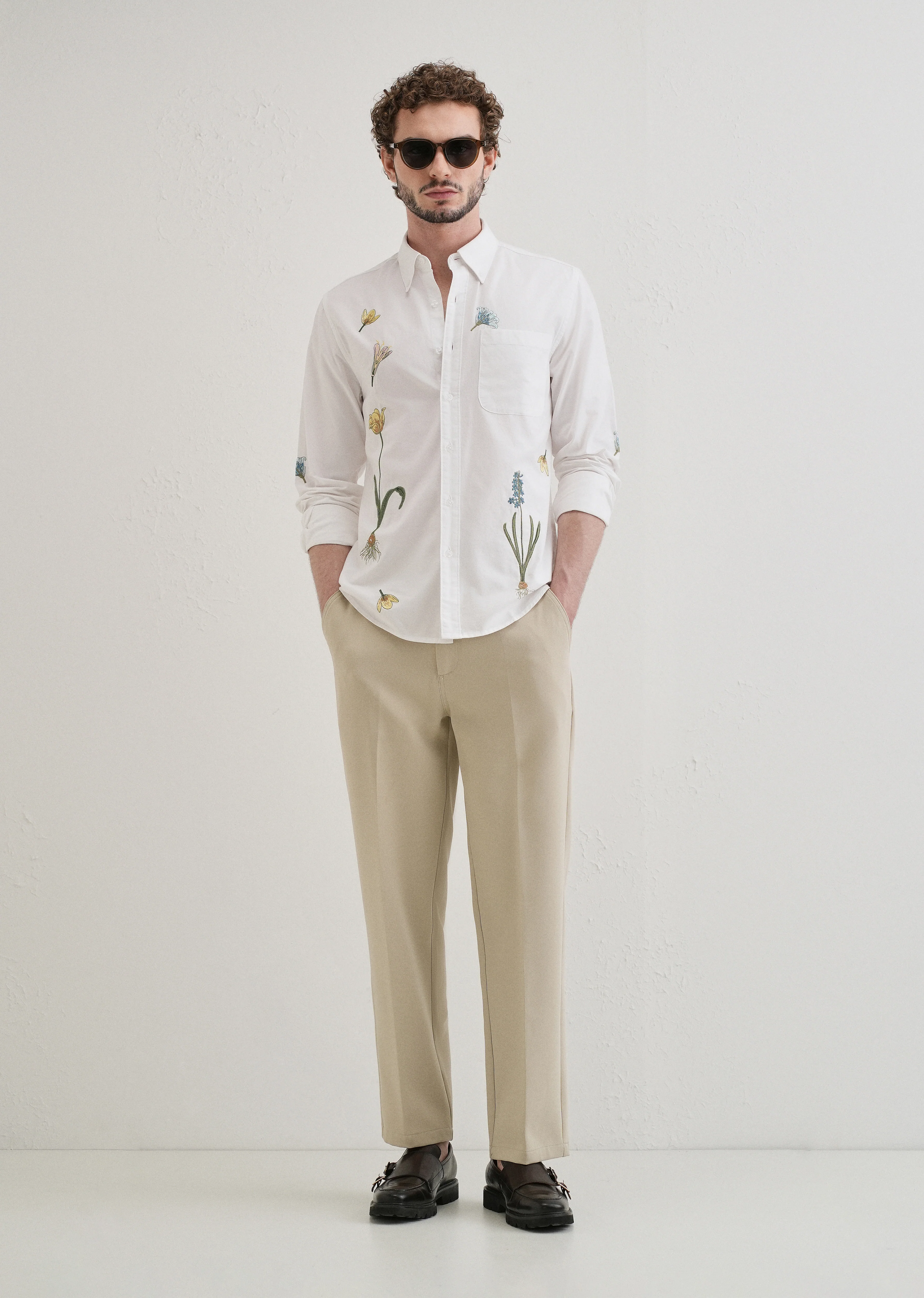 Snow White Floral Embroidery Shirt - Image 6