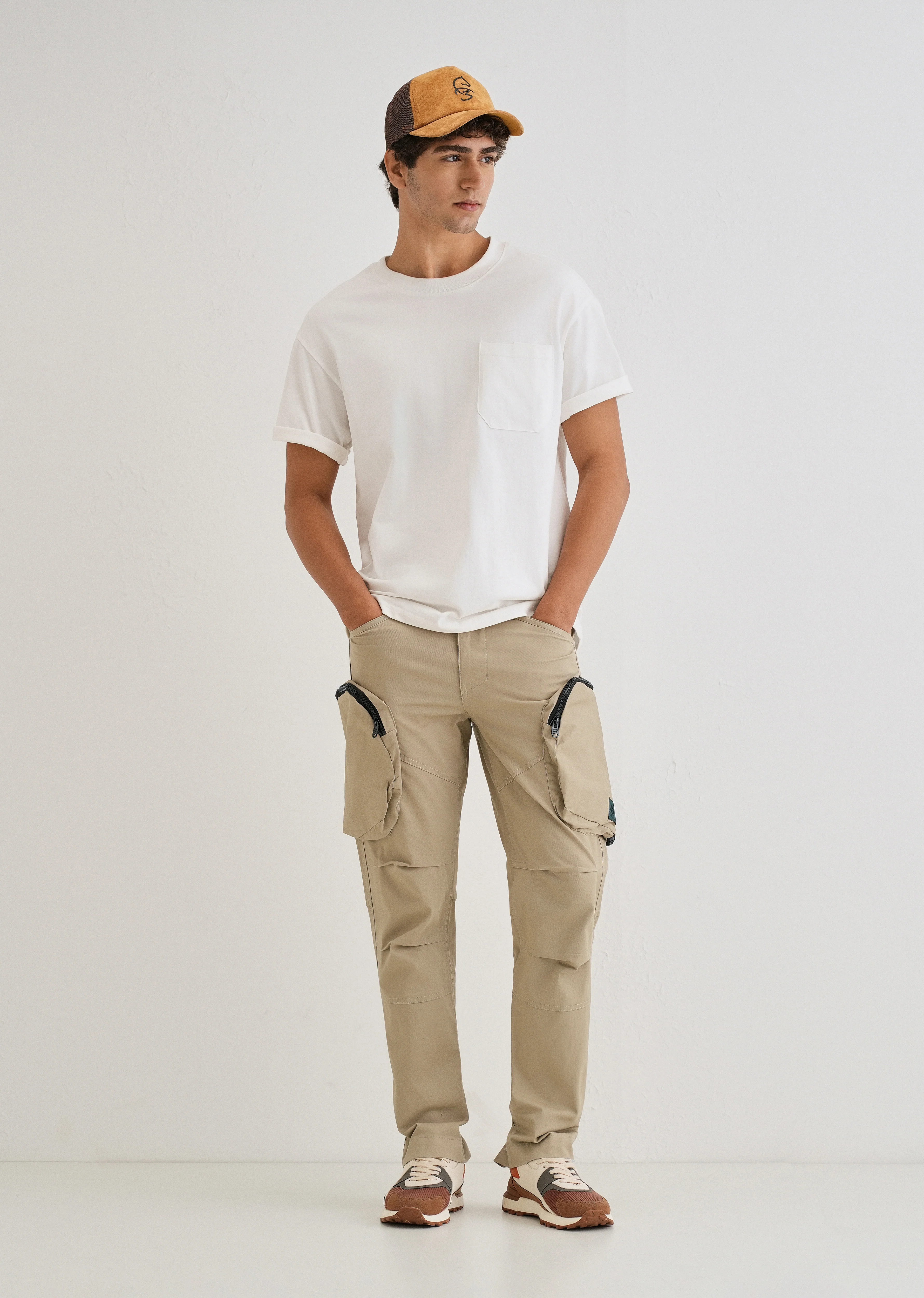 Soft Beige Zipper Cargo Pant - Image 7