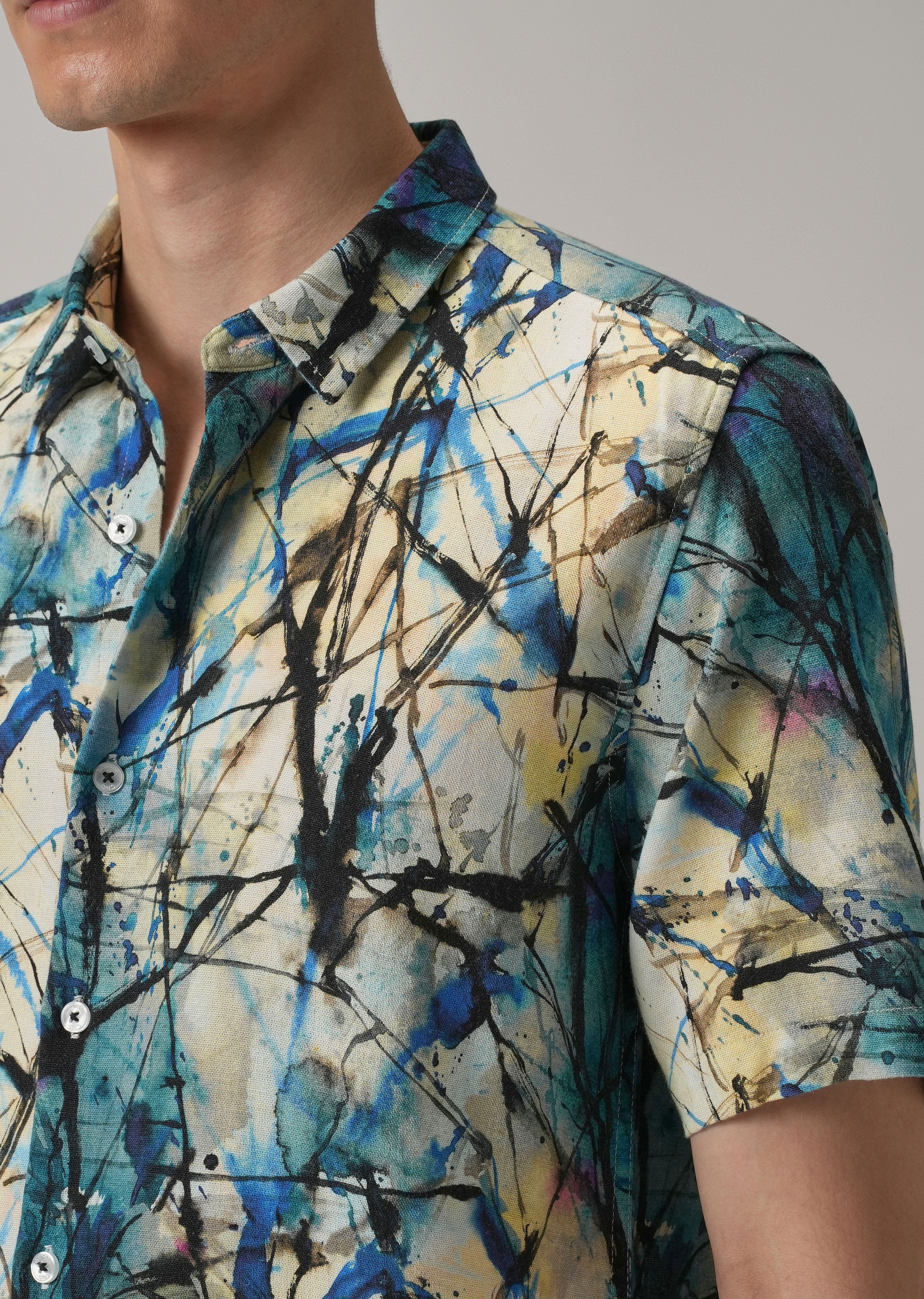 Spatter Blue Half Sleeve shirt - Image 5